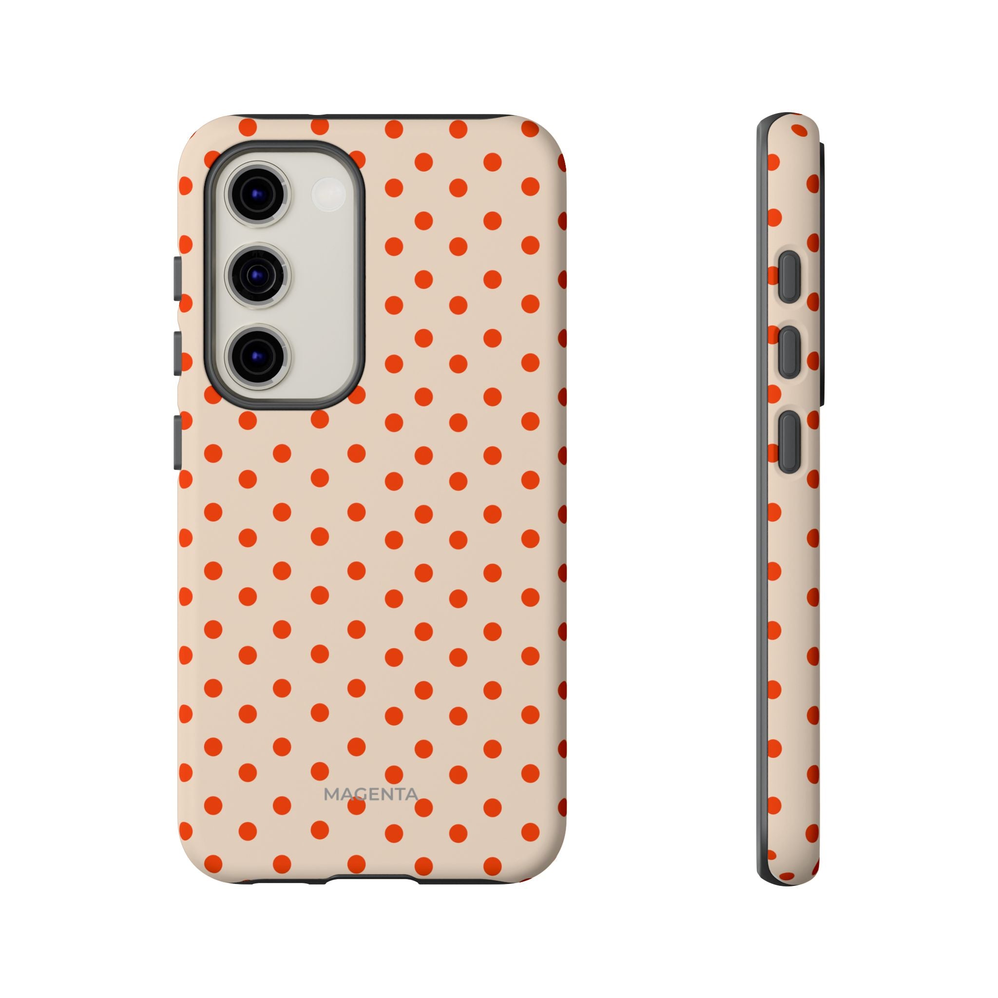 Orange Red On Cream Polka Dot Tough Case