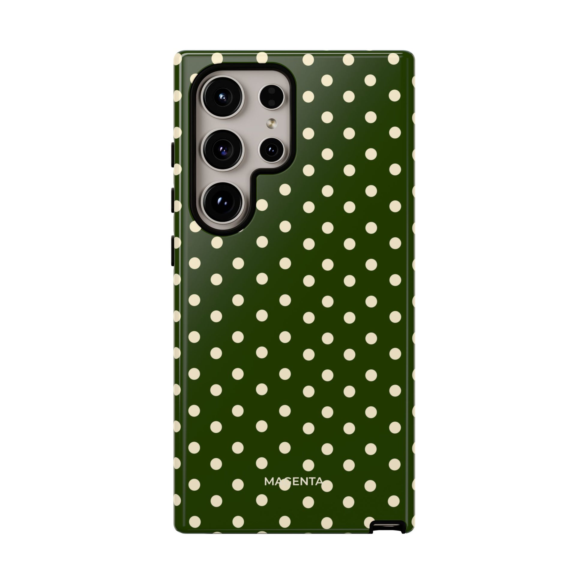 Cream On Dark Olive Polka Dot Tough Case