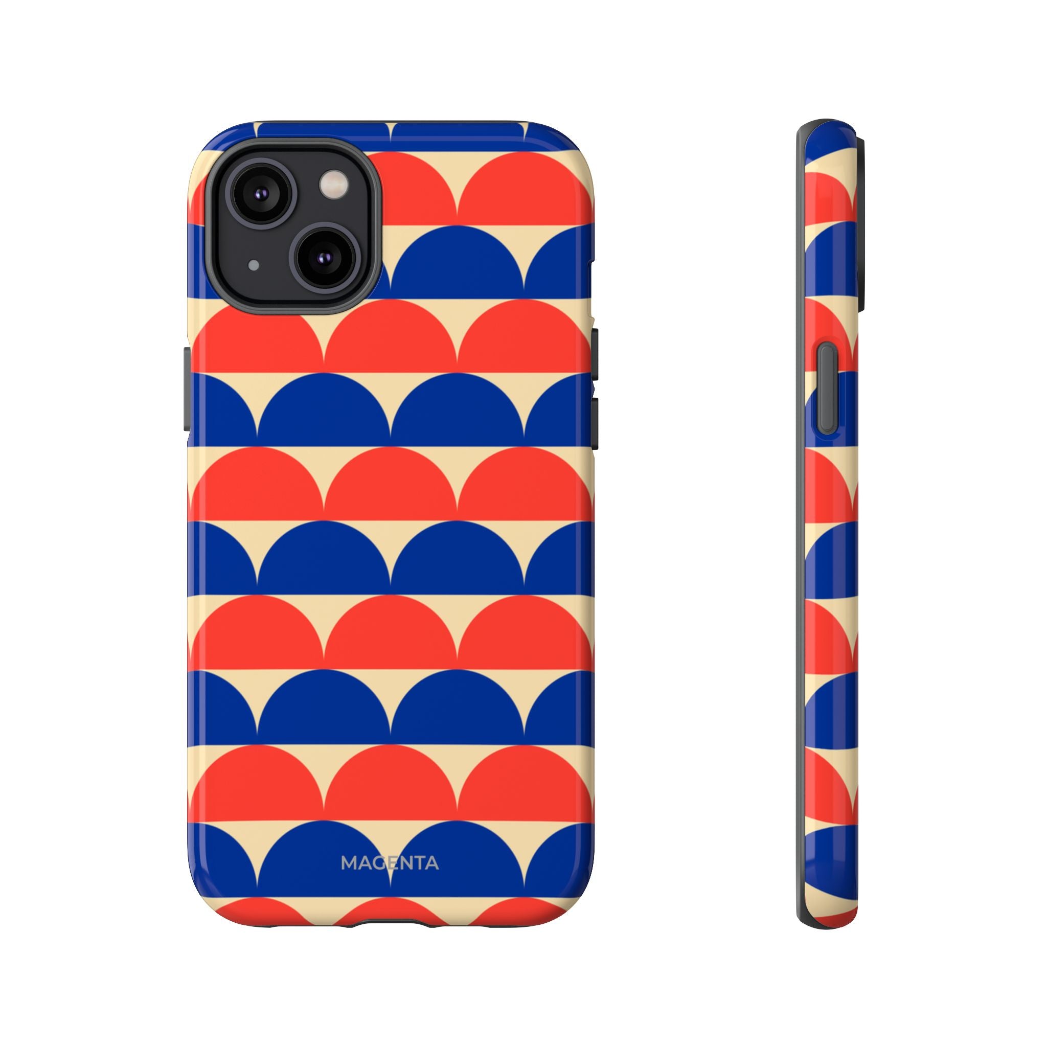 Half-Circles Blue-Red on Cream Tough Case