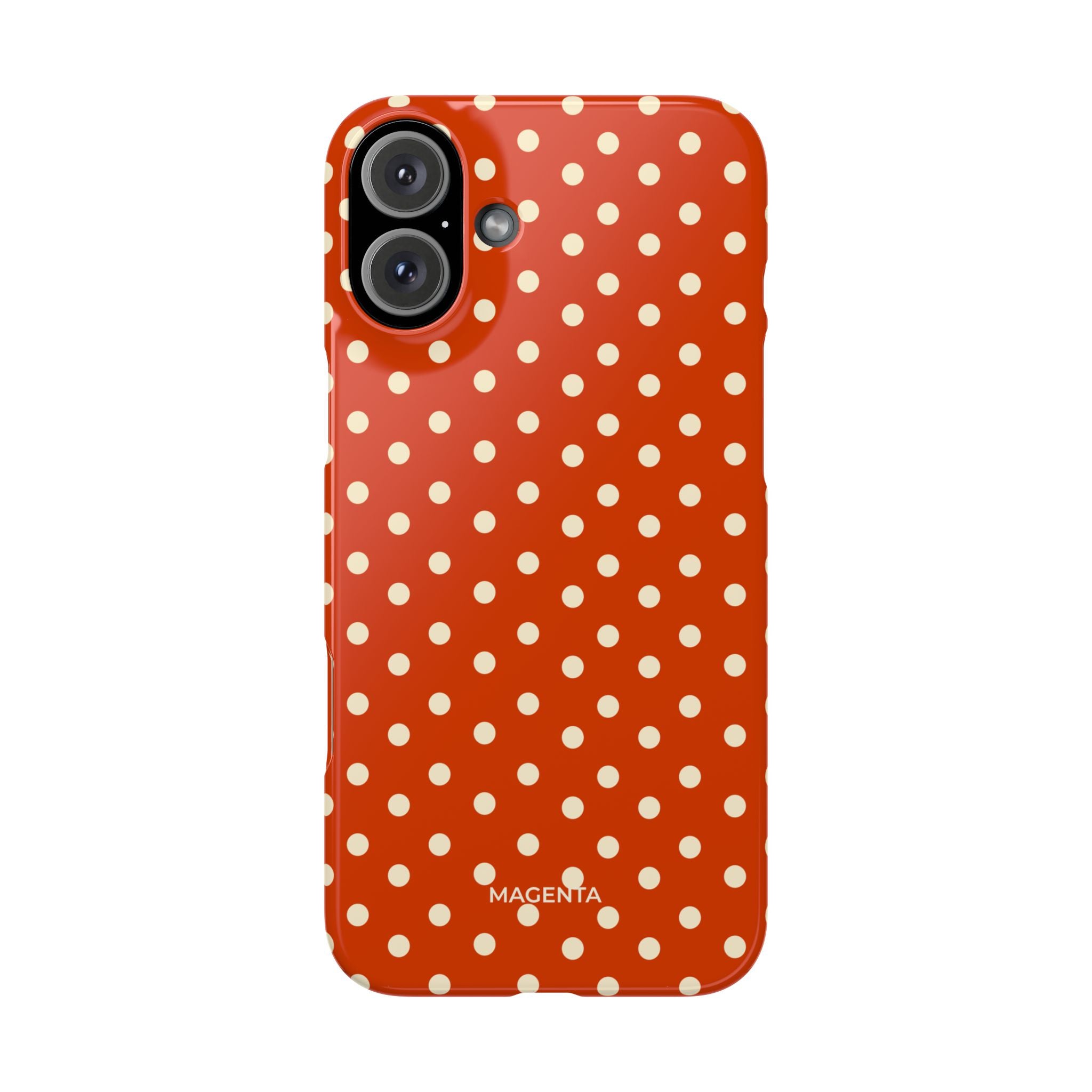 Cream on Dark Orange Red Polka Dot Snap Case