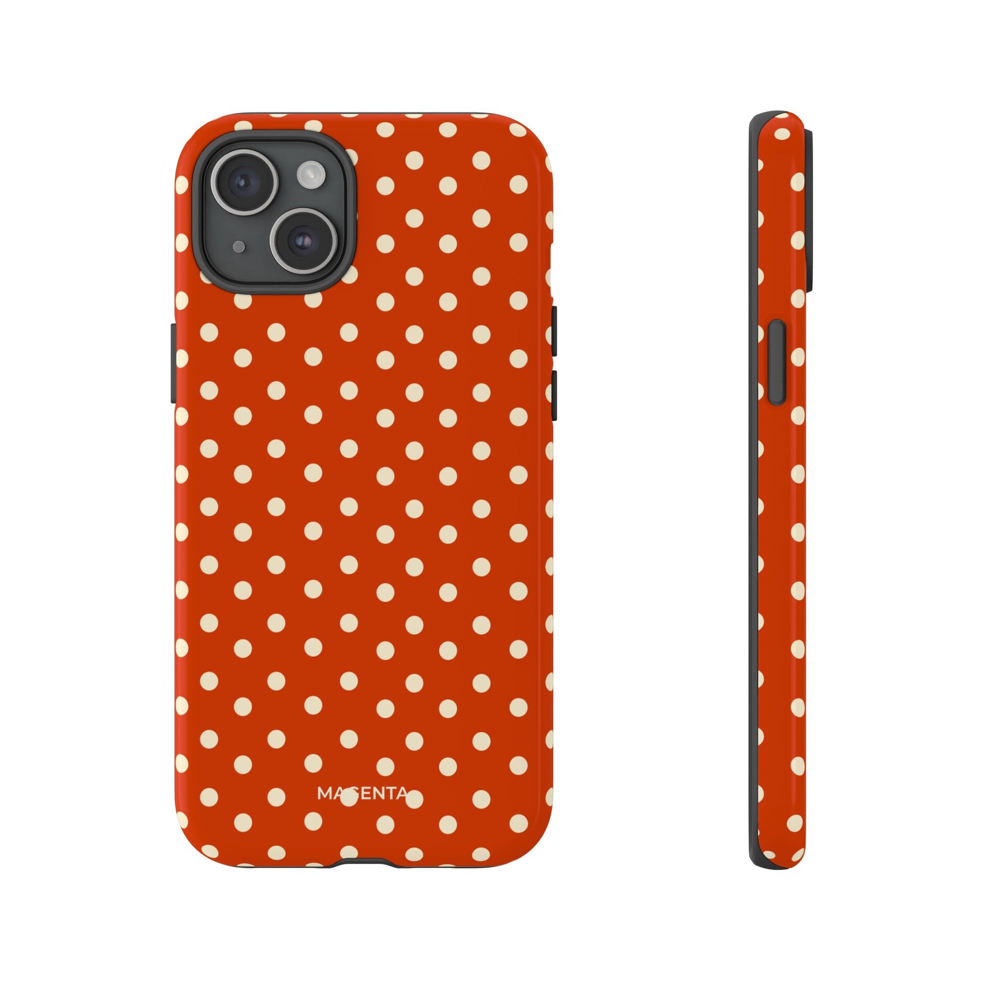 Cream On Dark Orange Red Polka Dot Tough Case