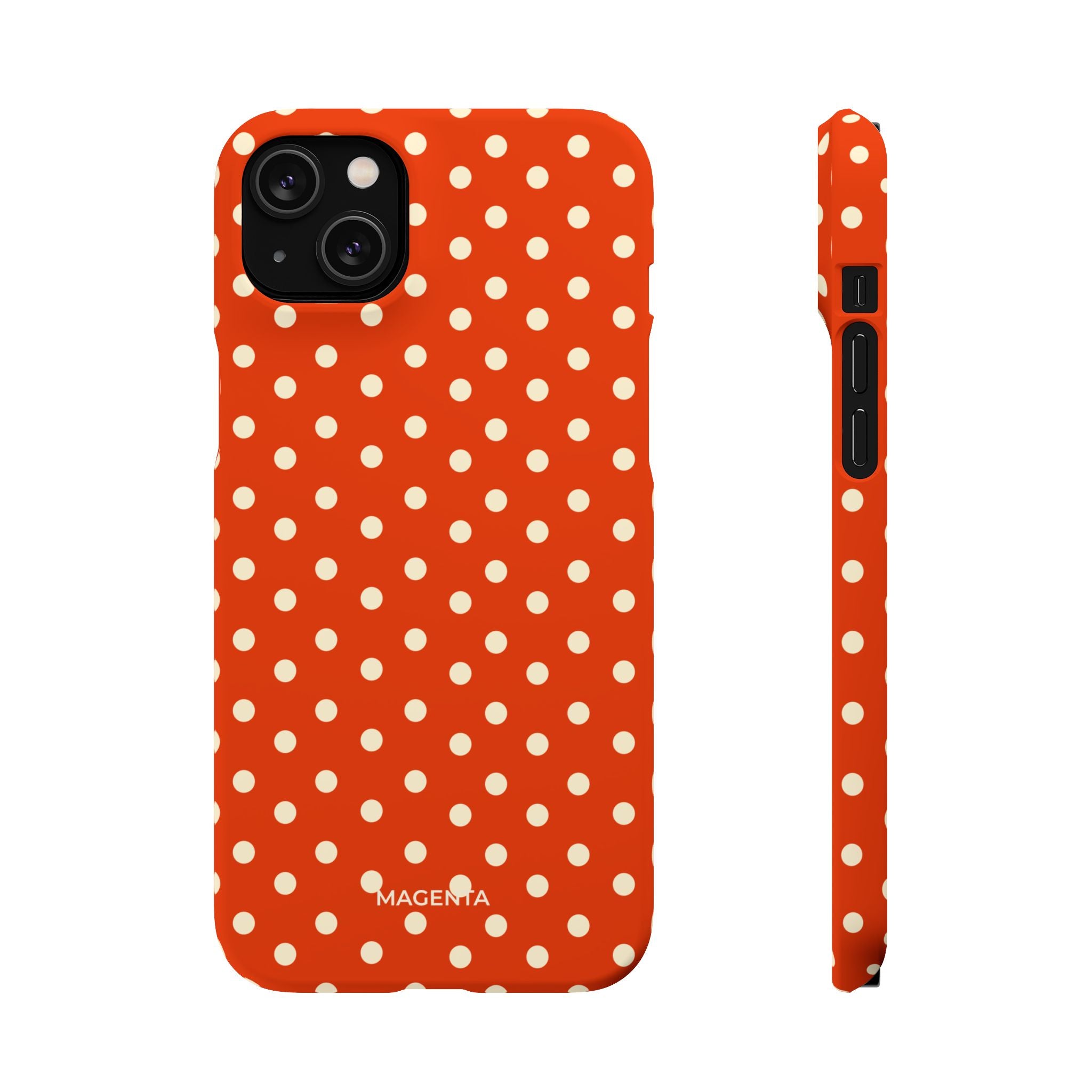 Cream on Dark Orange Red Polka Dot Snap Case