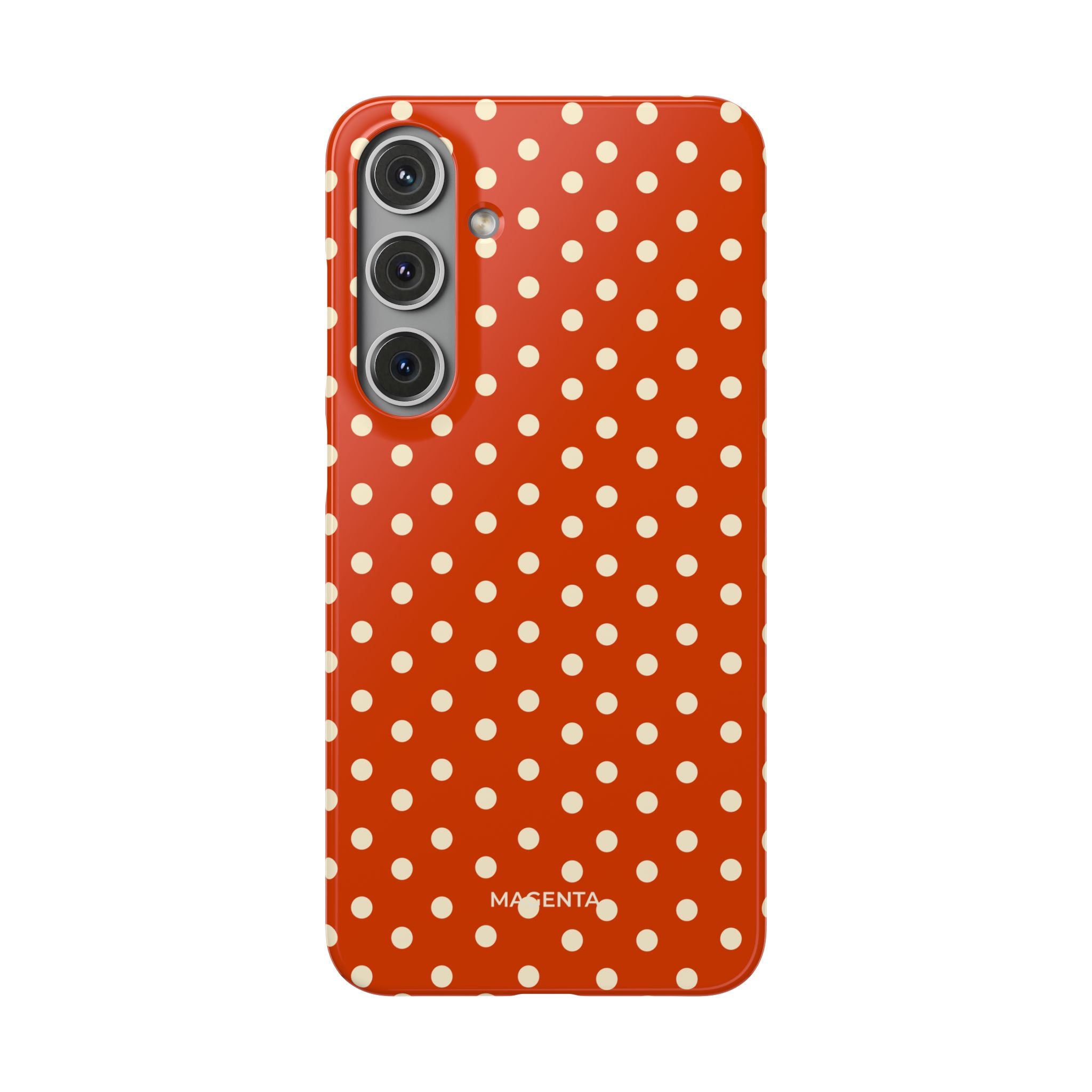 Cream On Dark Orange Red Polka Dot Snap Case