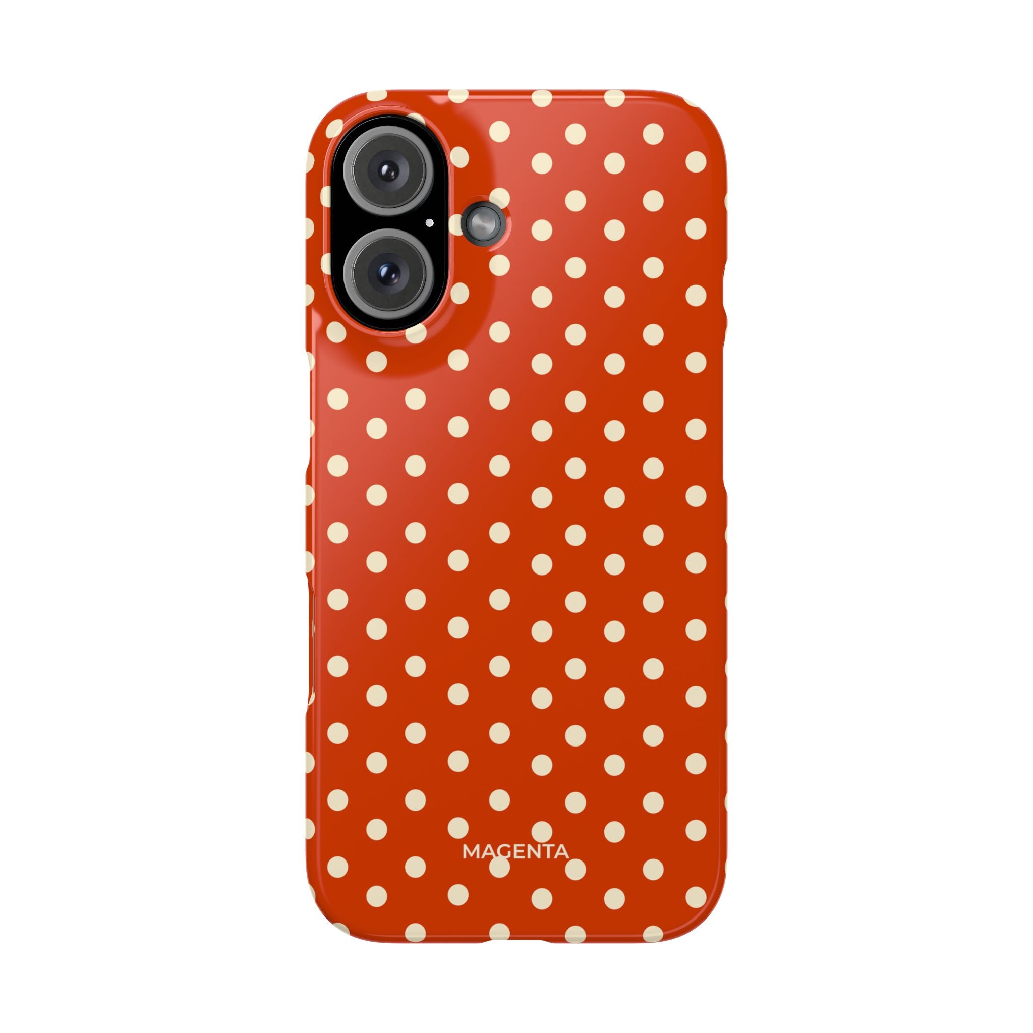 Cream on Dark Orange Red Polka Dot Snap Case