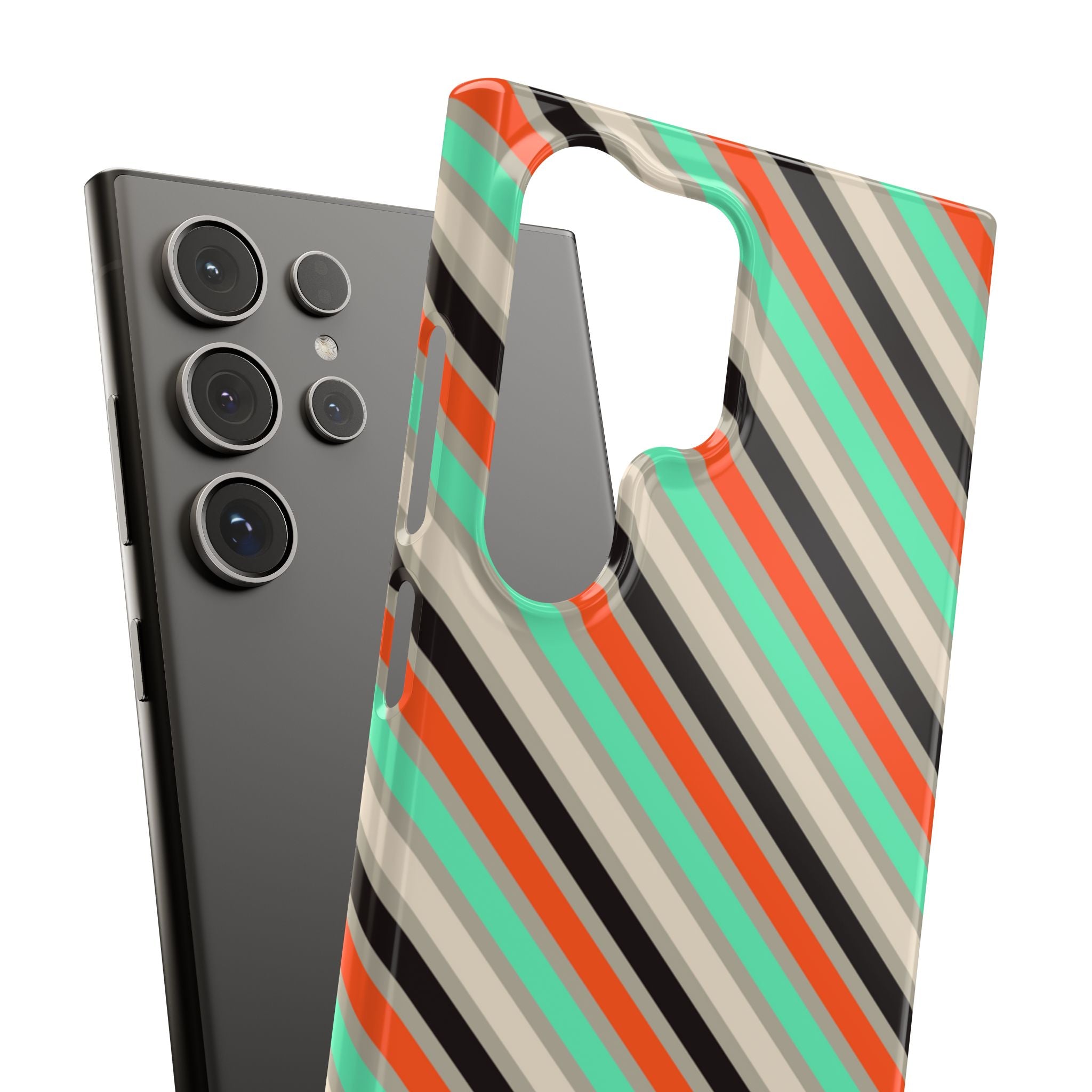 Mint Orange Stripes Snap Case