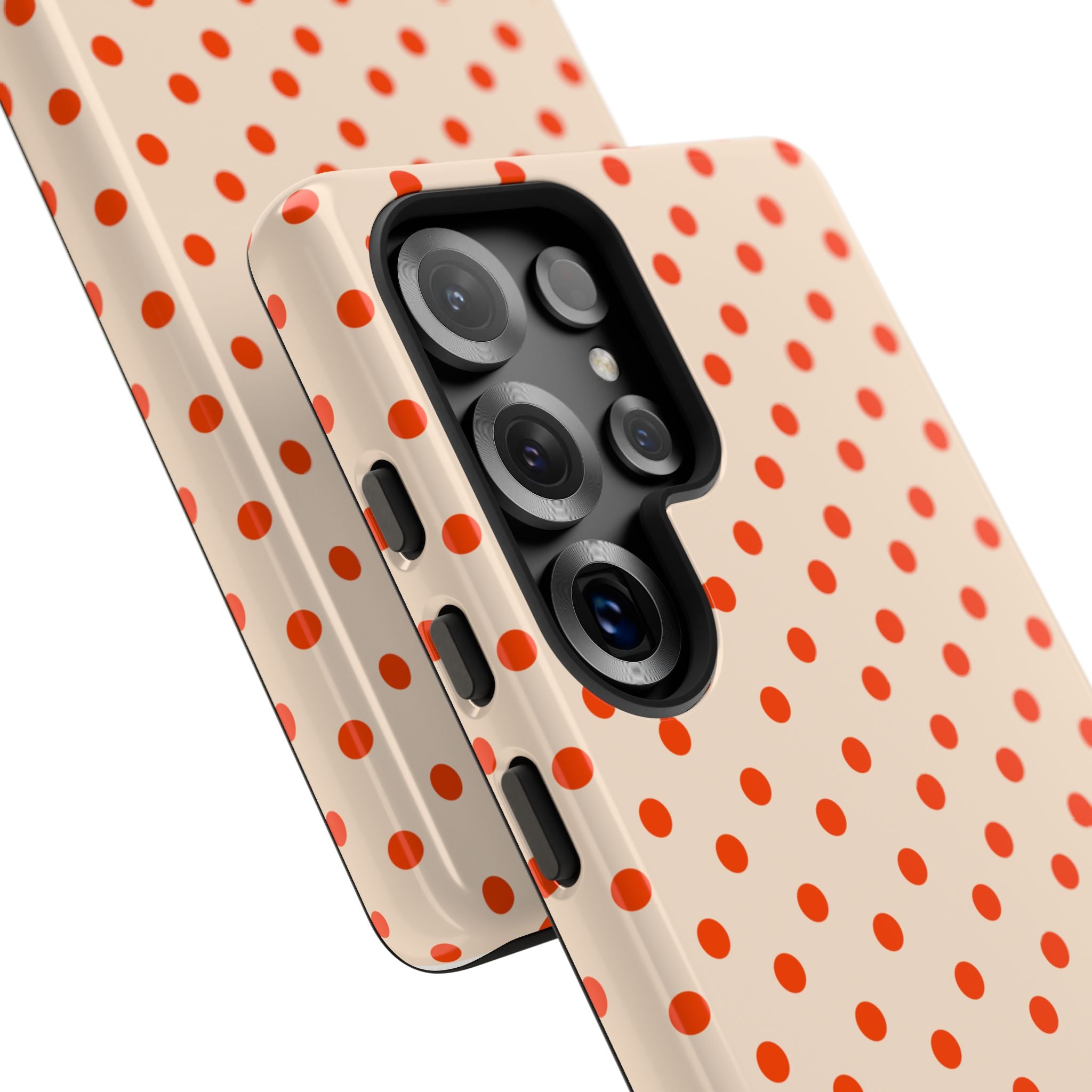 Orange Red On Cream Polka Dot Tough Case