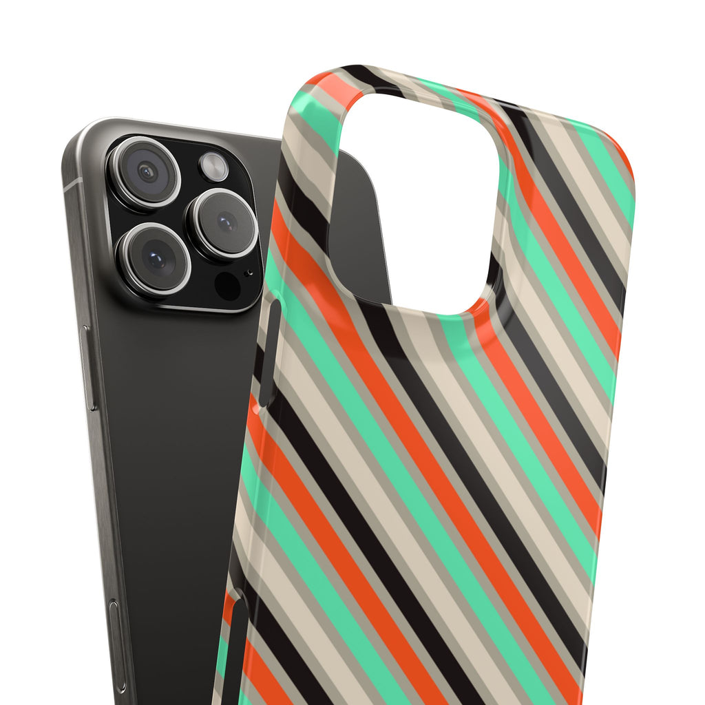 Mint-Coral Stripes Snap Case