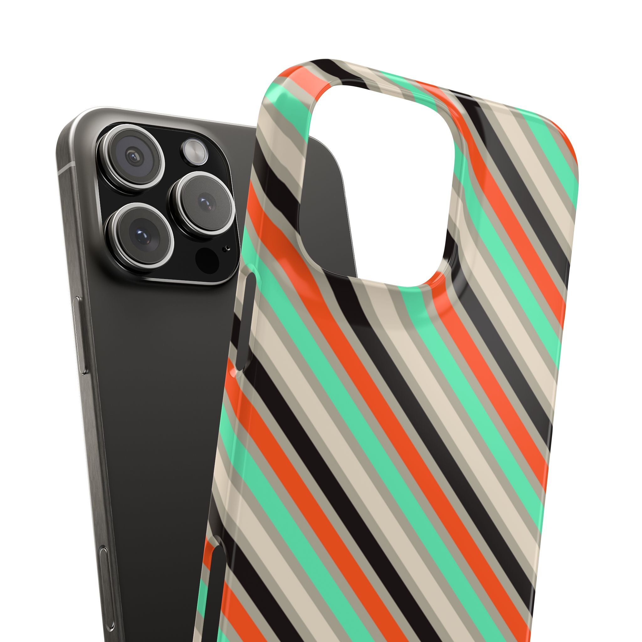 Mint-Coral Stripes Snap Case