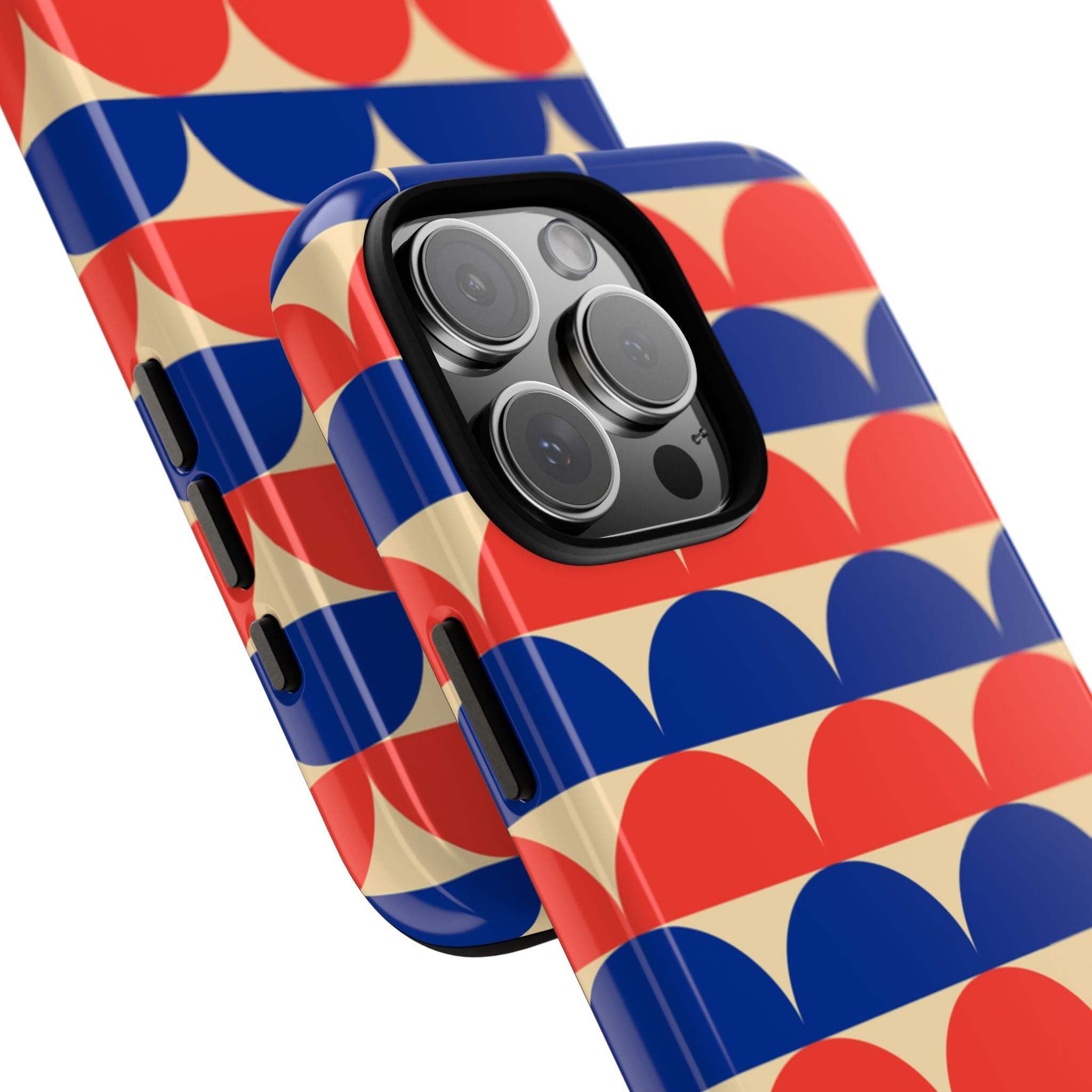 Half-Circles Blue-Red on Cream Tough Case