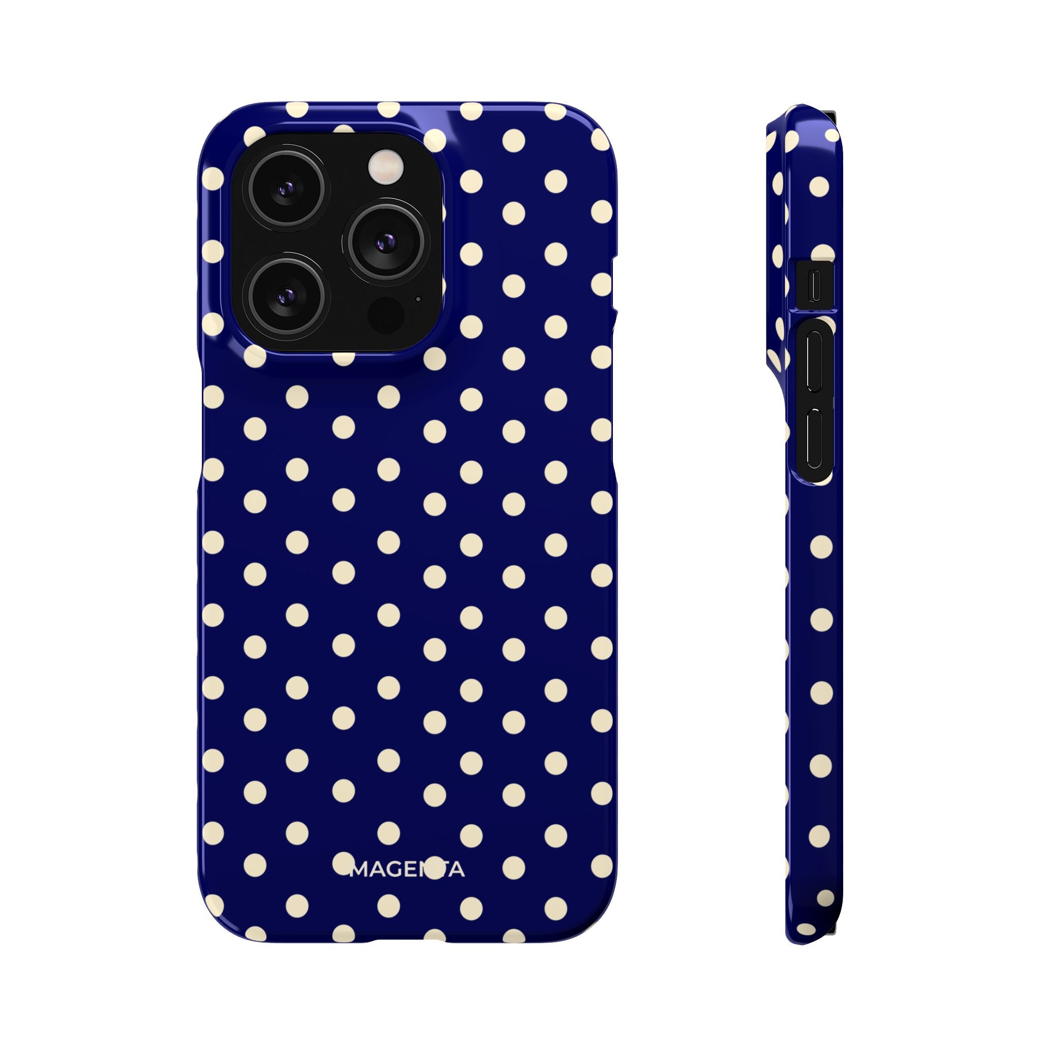 Cream on Navy Polka Dot Snap Case