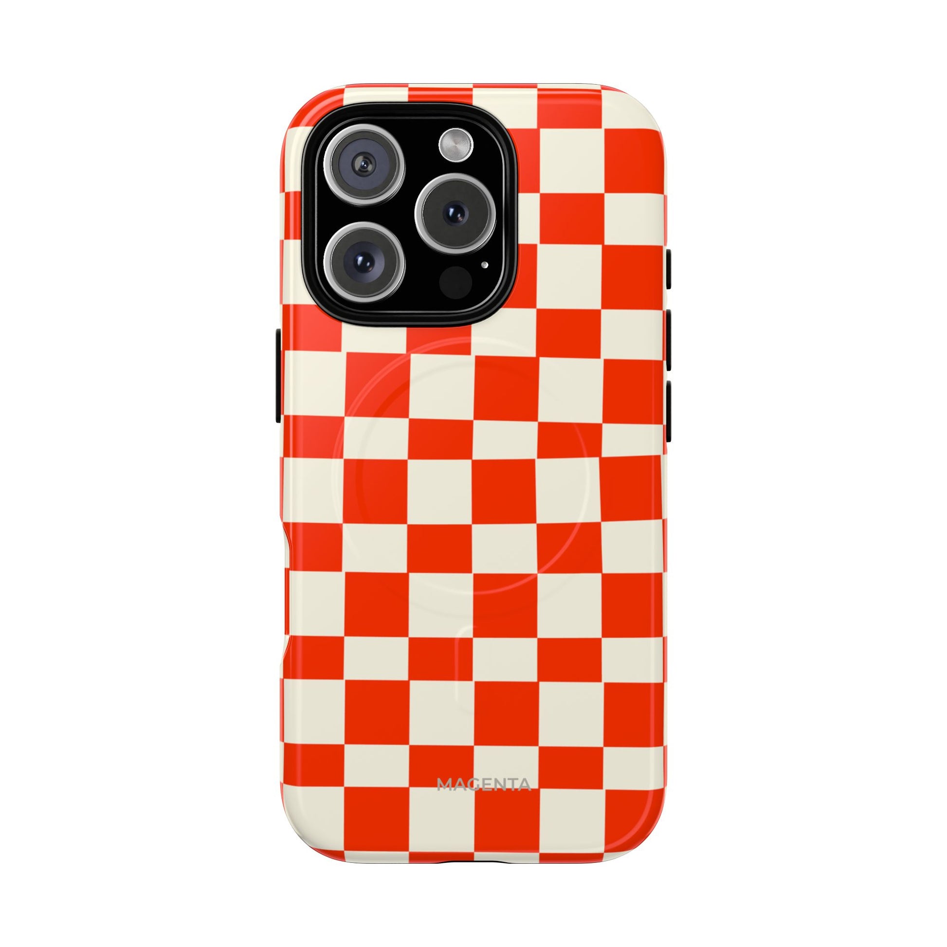 Red & Off White Check Tough Magnetic Case