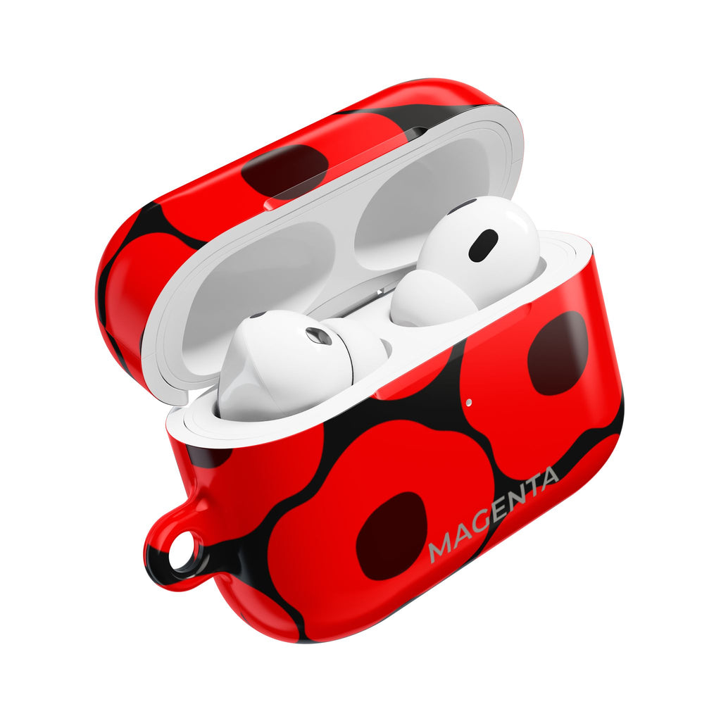 Vibrant Floral AirPods Pro Gen 2 Case - Red on Black