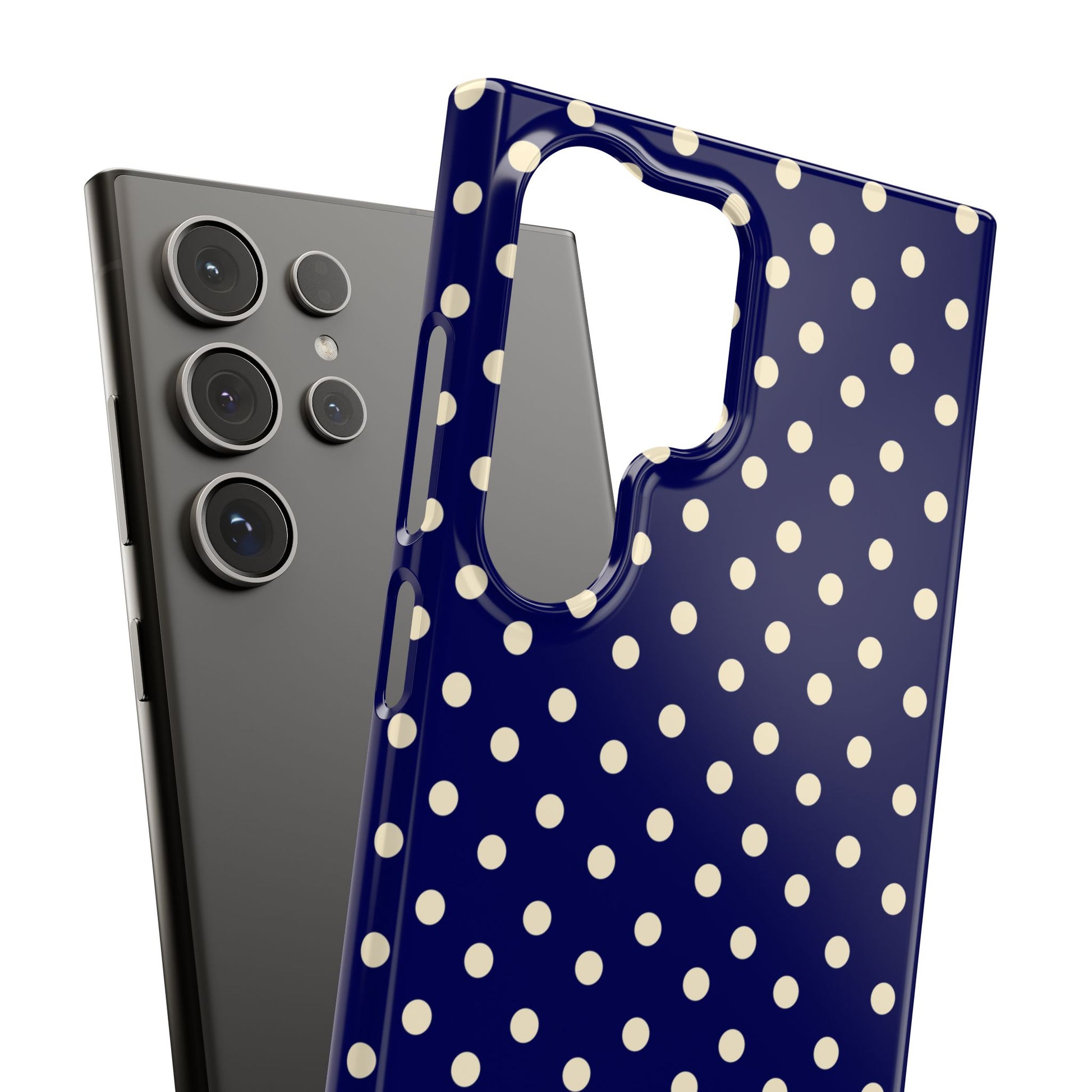 Cream On Navy Polka Dot Snap Case