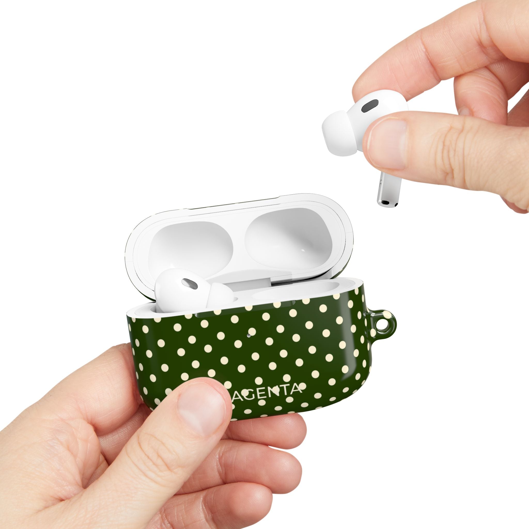 Cream On Dark Olive Polka Dots AirPods Pro Gen 1 Case