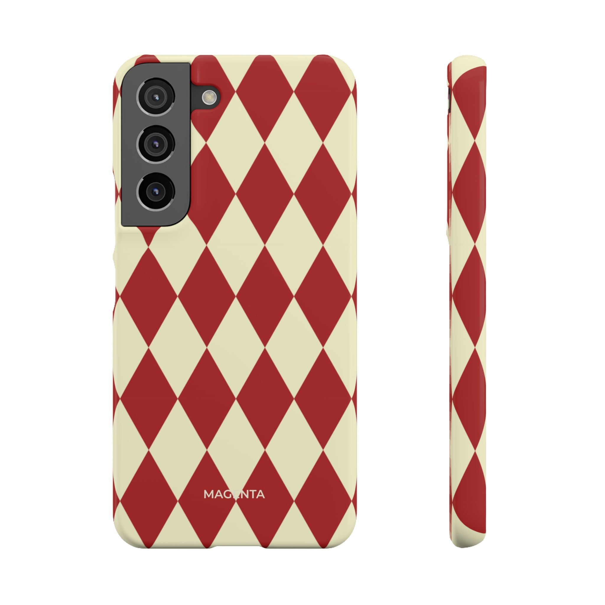 Maroon & Cream Geometric Snap Case