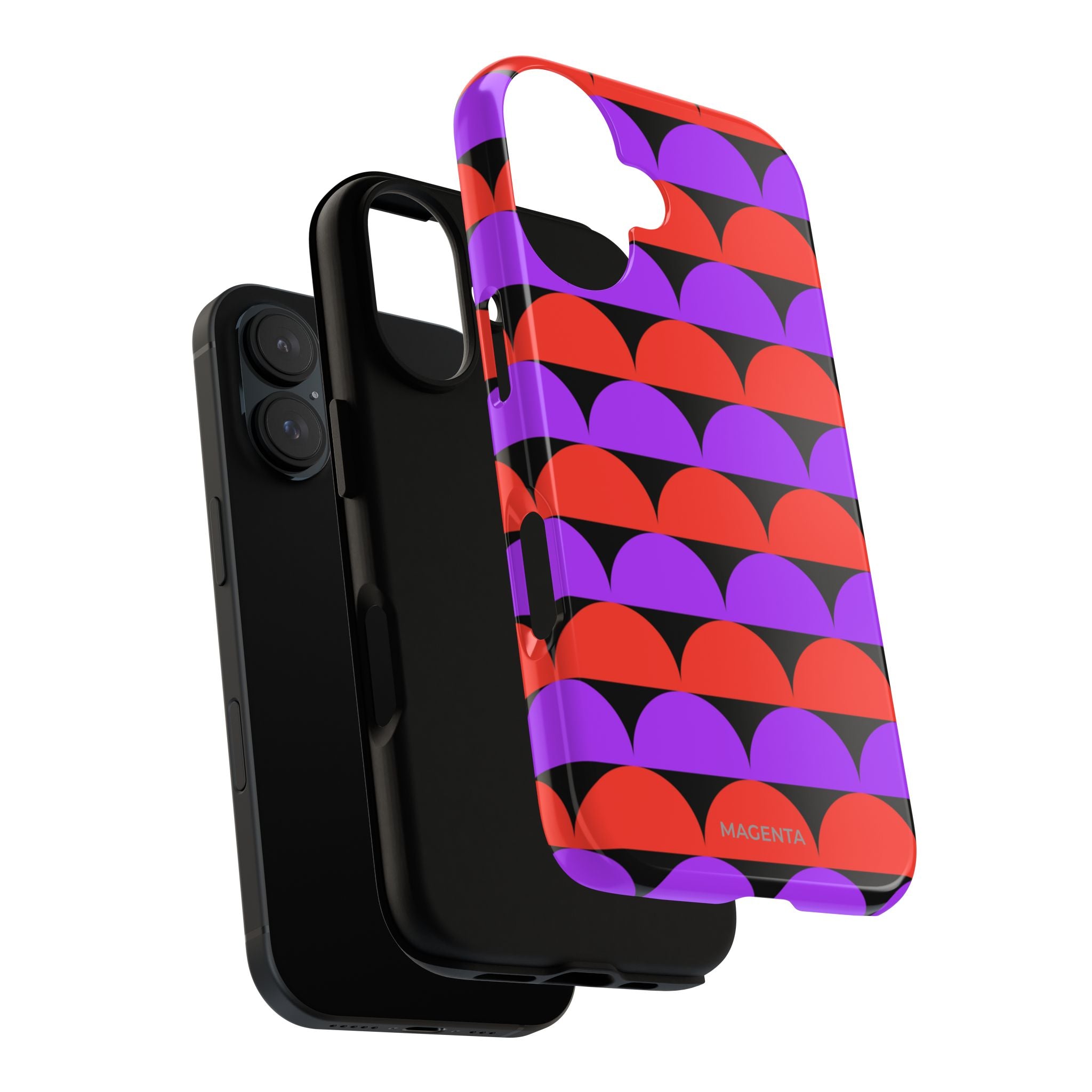 Half-Circles Purple-Red on Black Tough Case