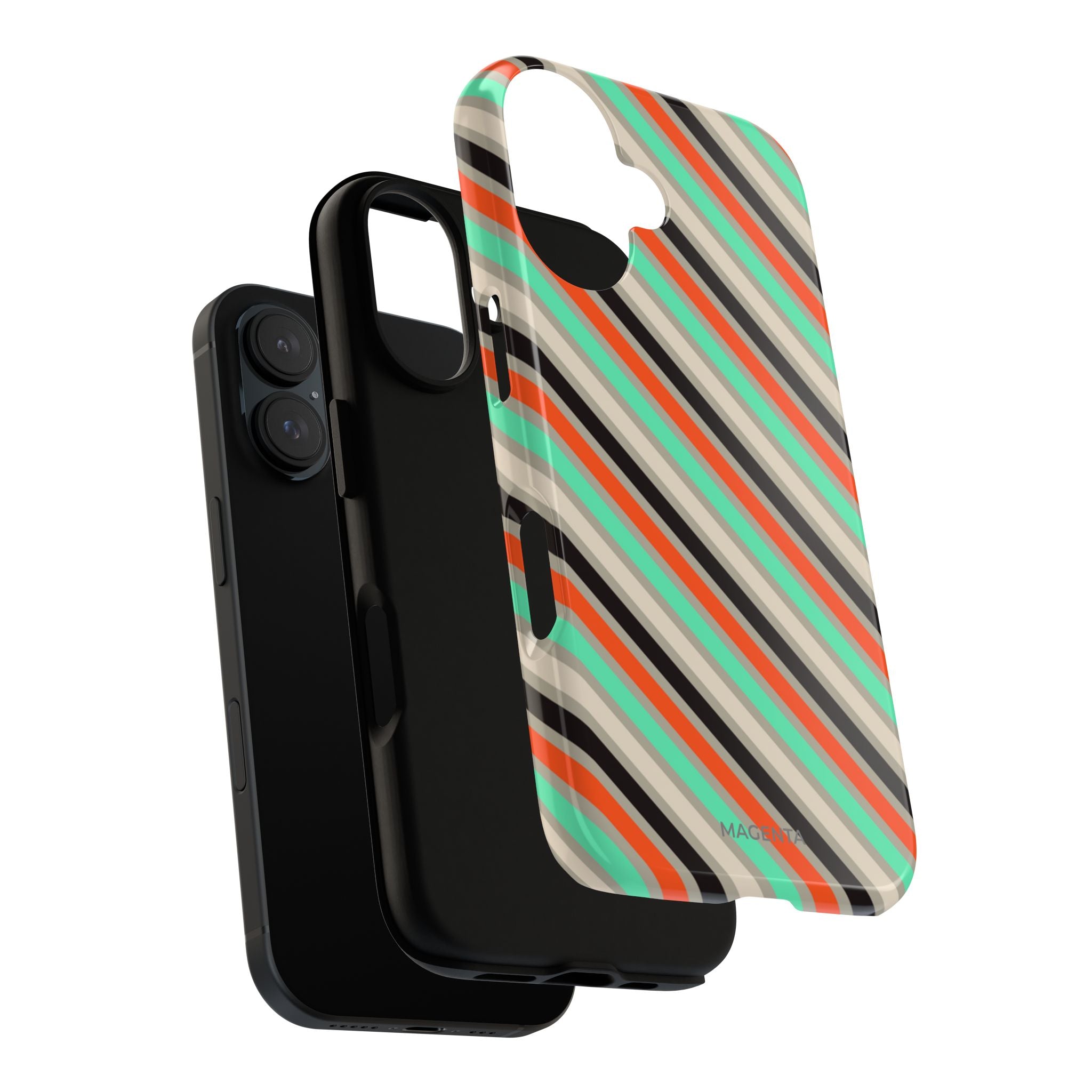 Mint-Coral Stripes Tough Case