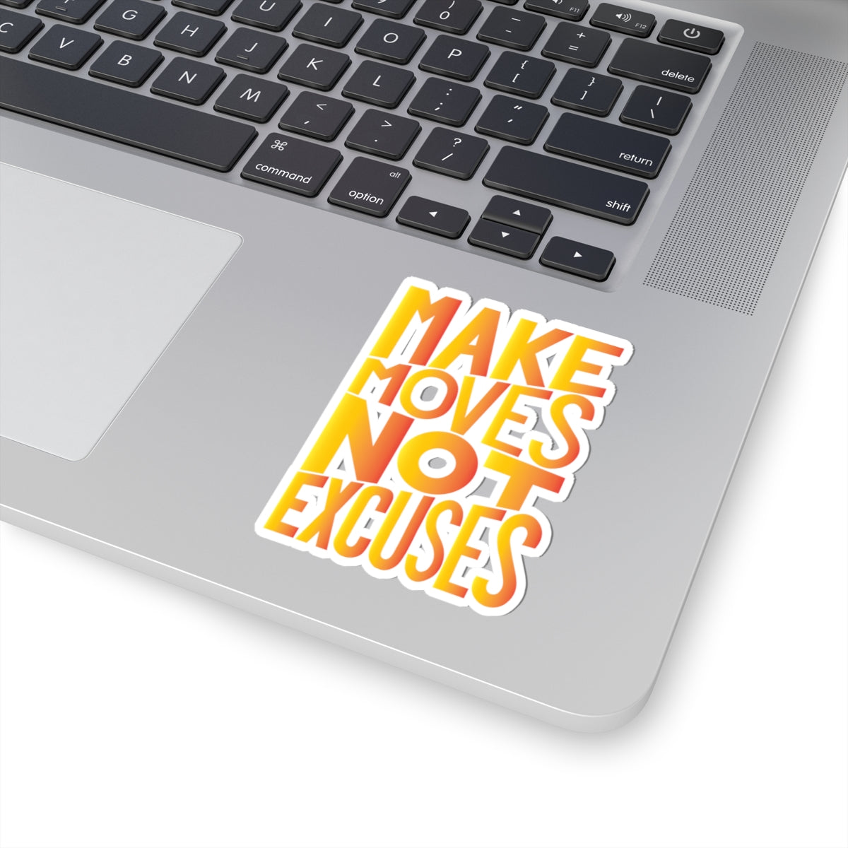 Make Moves, Not Excuses Kiss-Cut Stickers | Fun Laptop Decals - Yellow