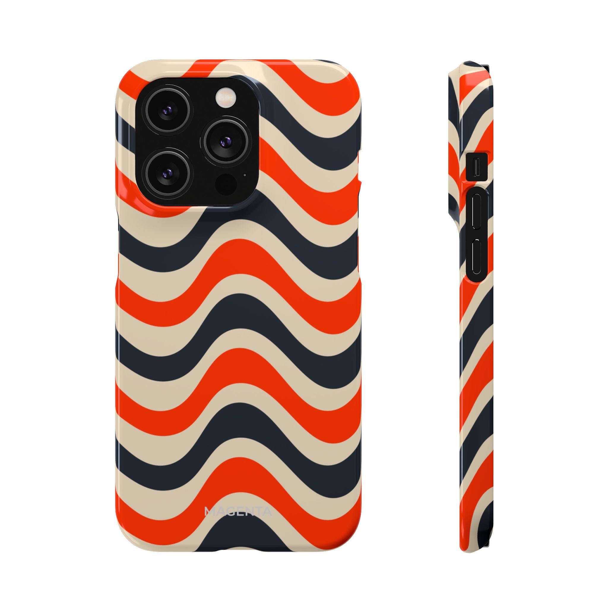 Black & Red Waves Snap Case