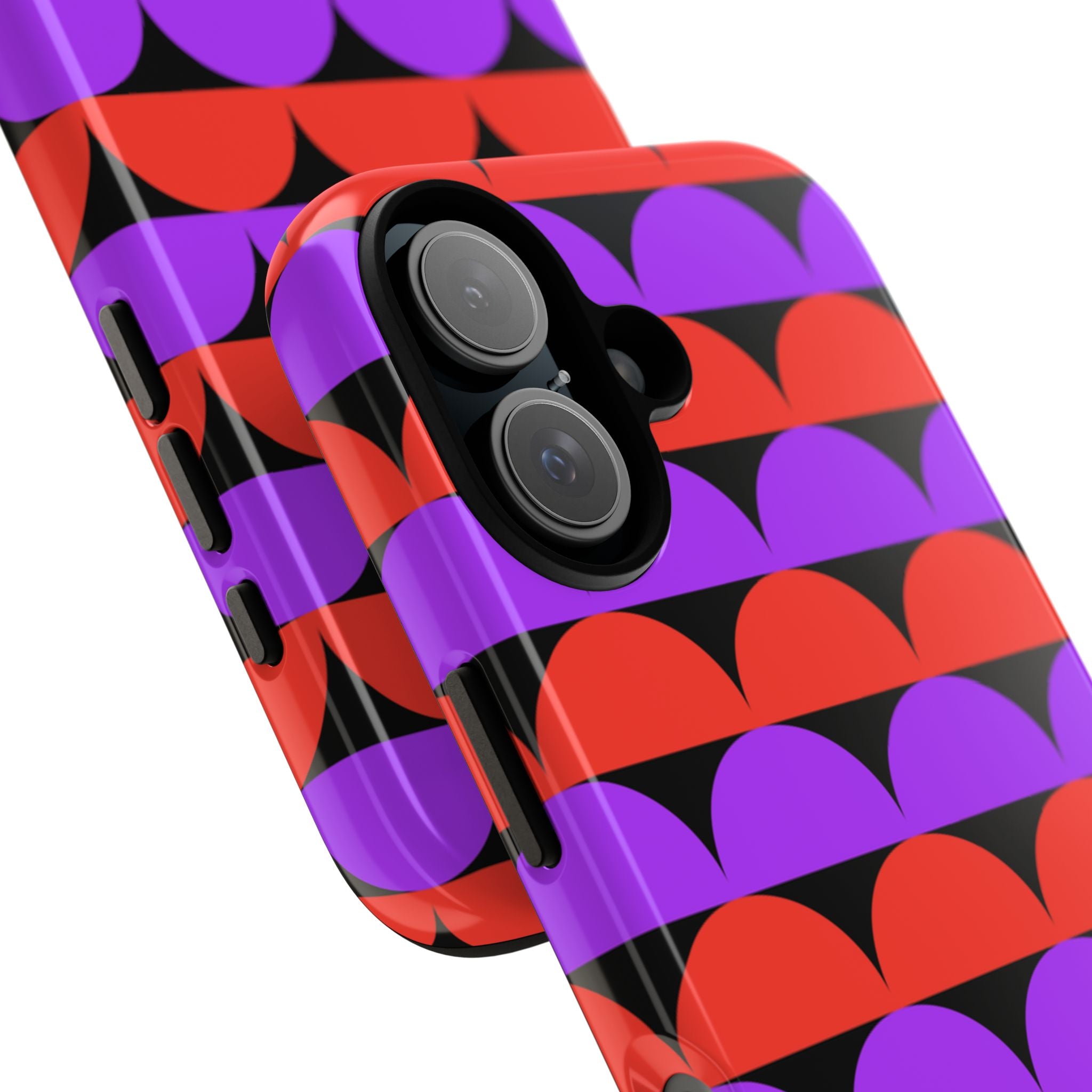 Half-Circles Purple-Red on Black Tough Case