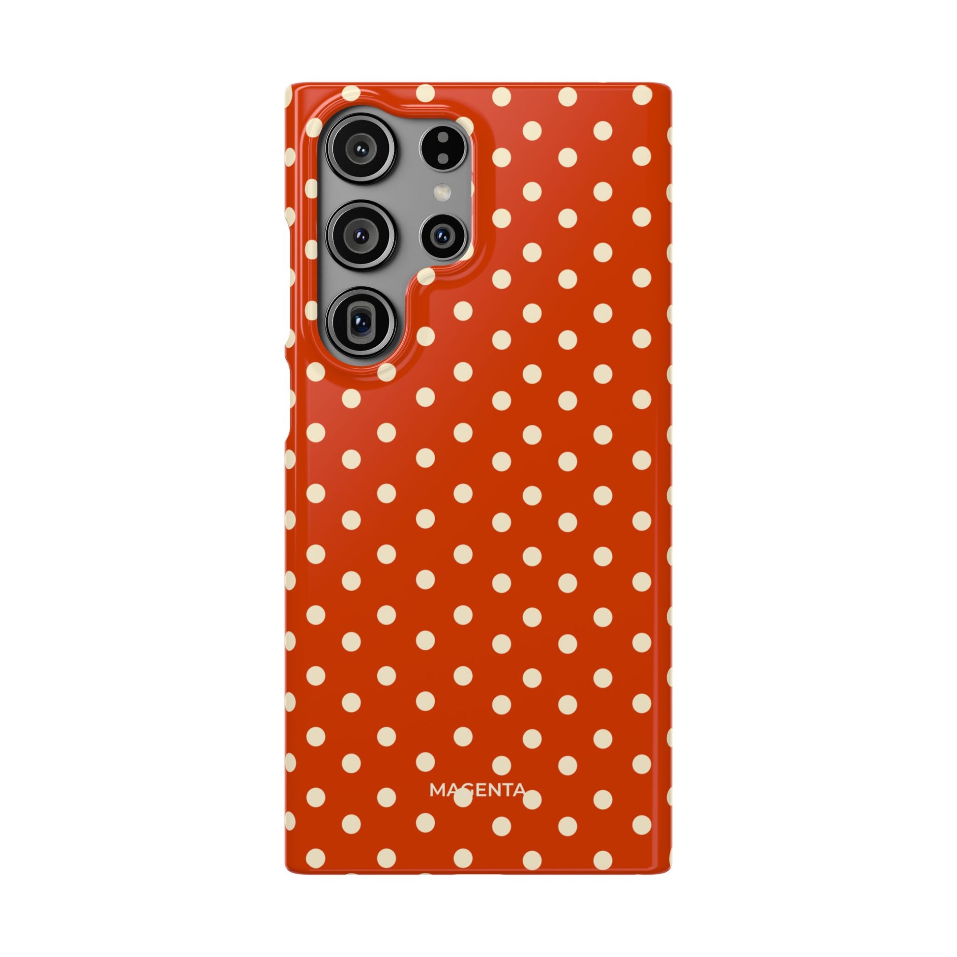 Cream On Dark Orange Red Polka Dot Snap Case