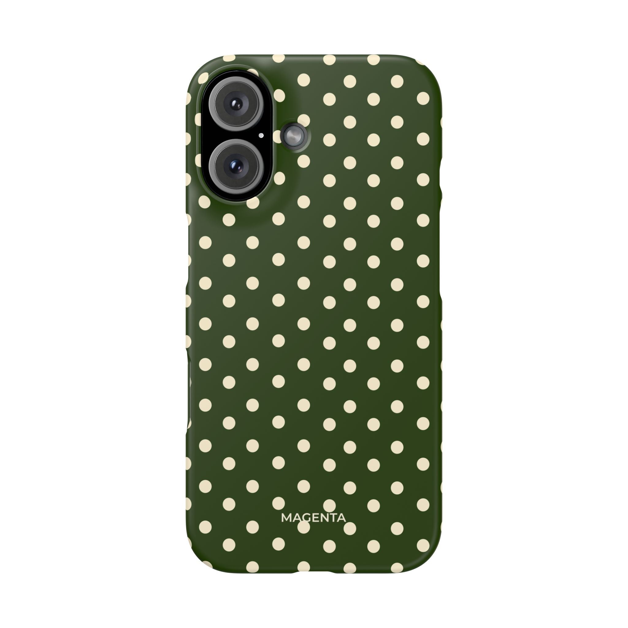 Cream on Dark Olive Polka Dot Snap Case