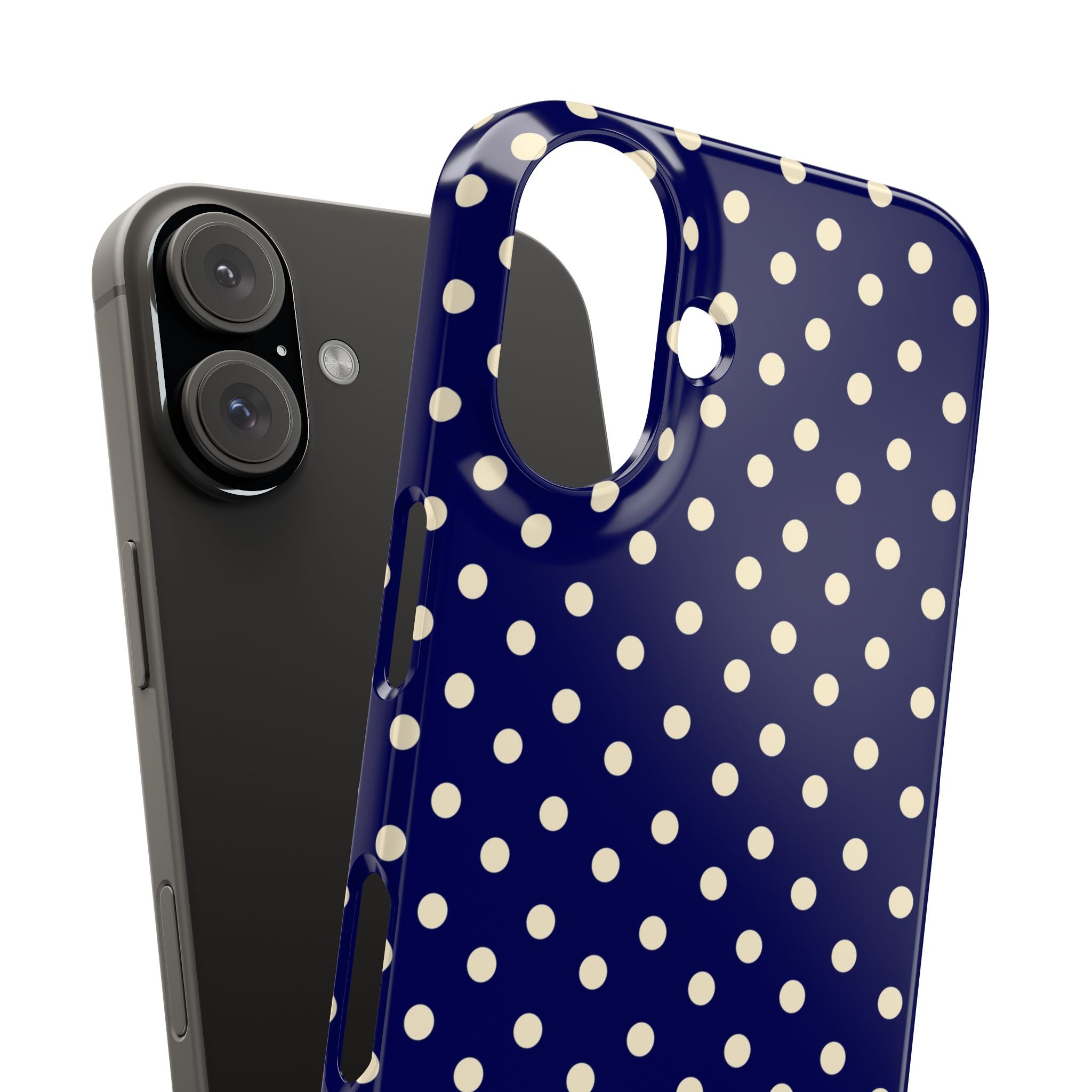 Cream on Navy Polka Dot Snap Case