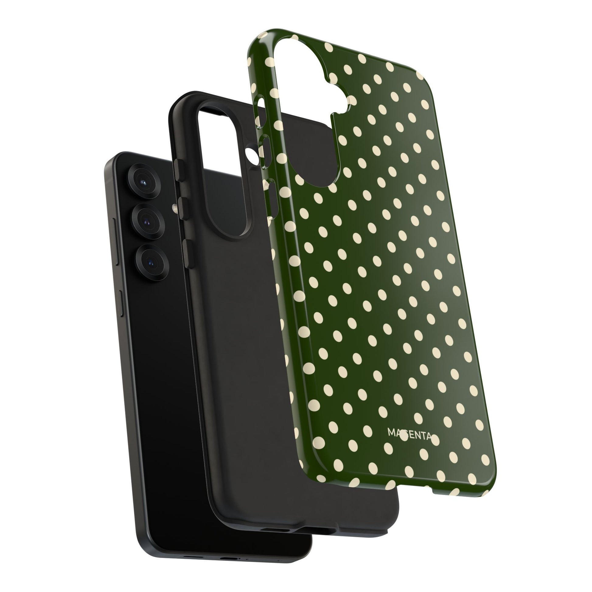 Cream On Dark Olive Polka Dot Tough Case