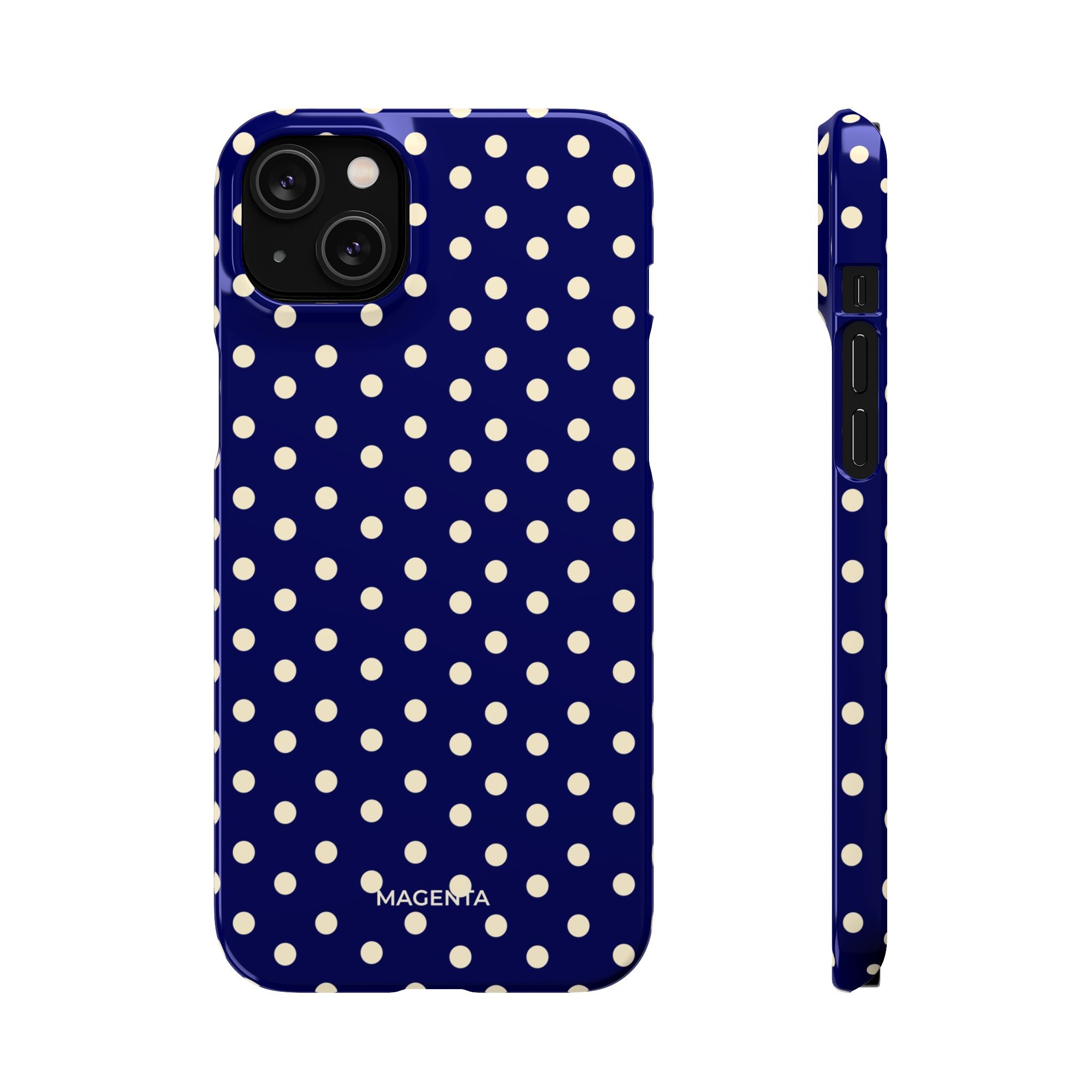 Cream on Navy Polka Dot Snap Case