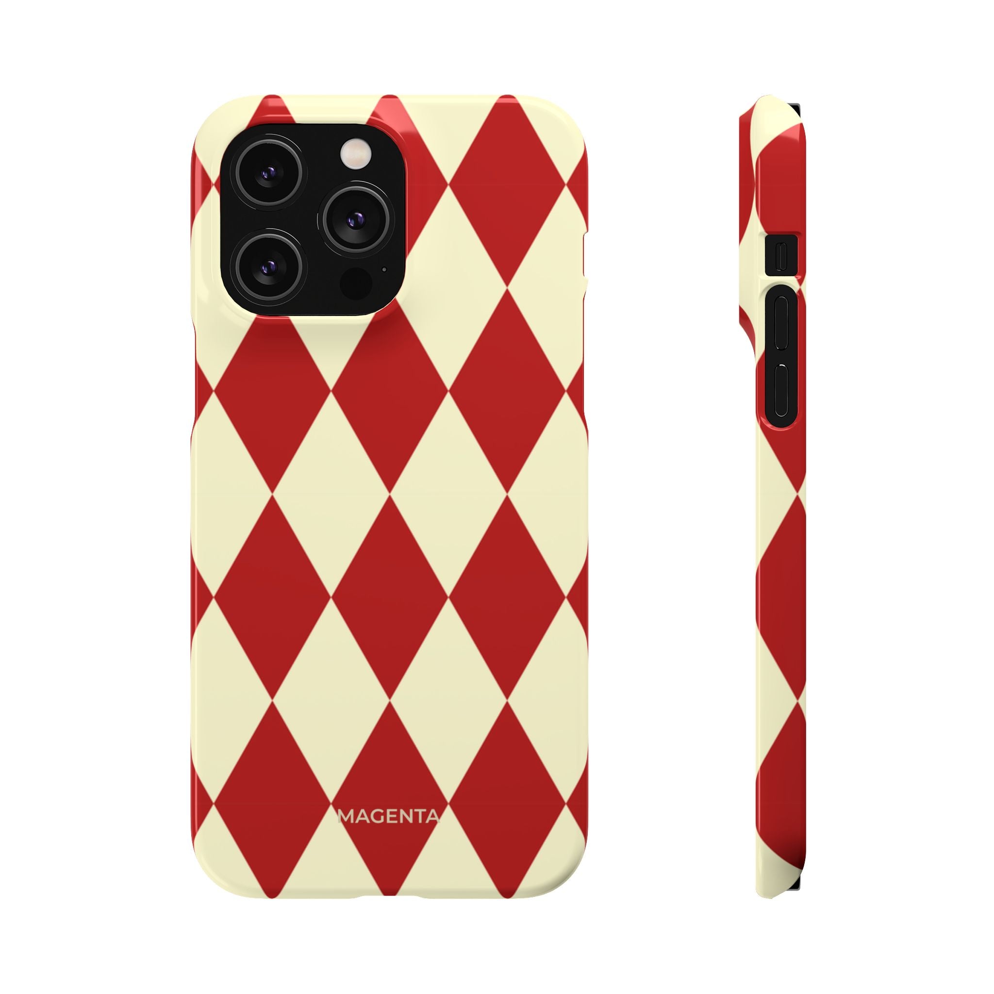 Maroon & Cream Geometric Snap Case