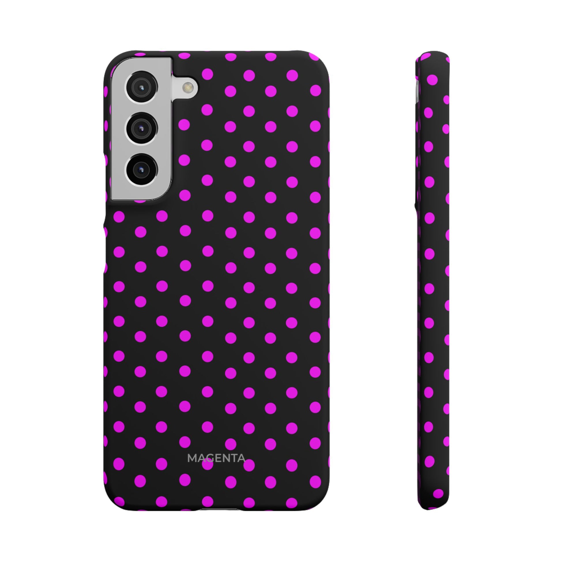 Magenta On Black Polka Dot Snap Case