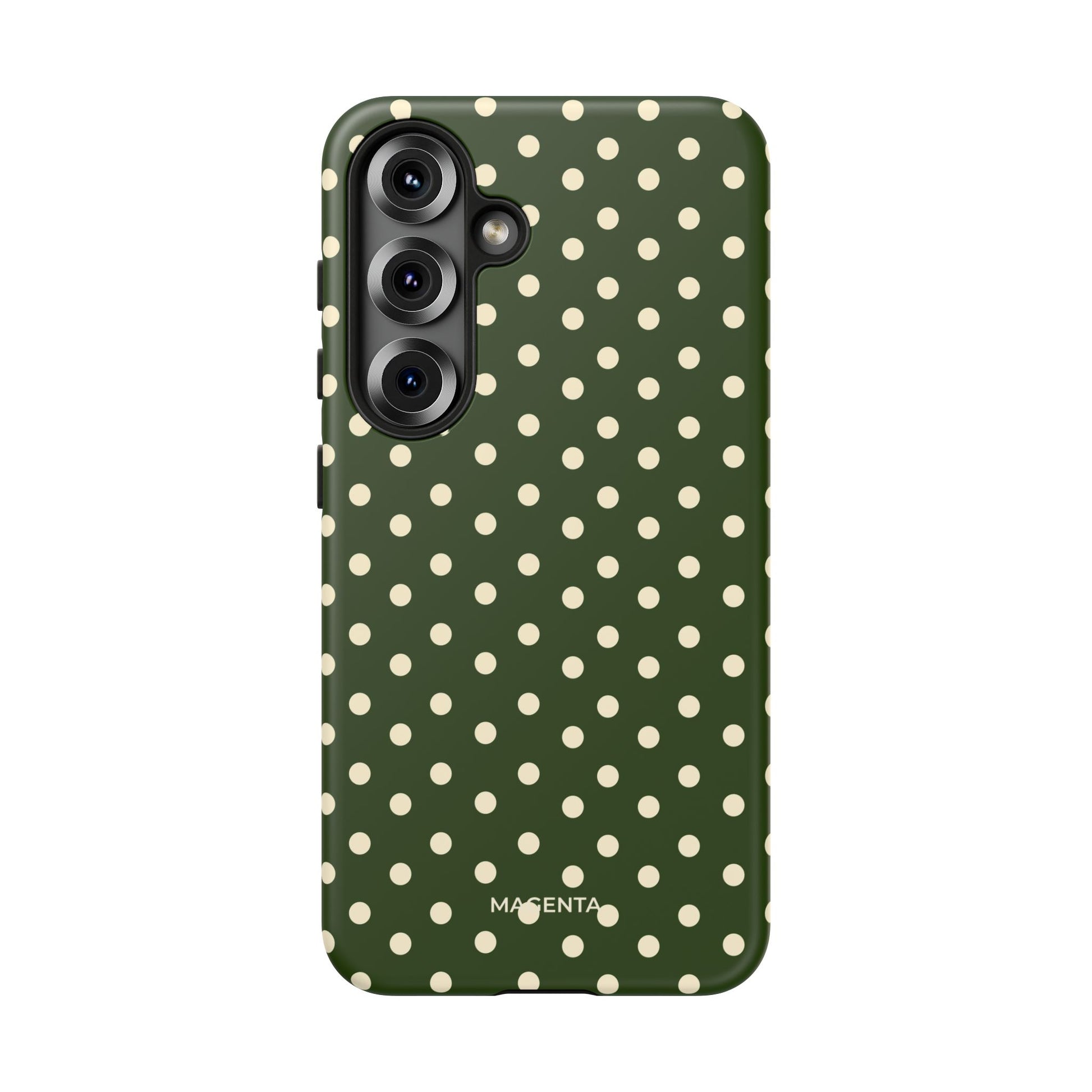 Cream On Dark Olive Polka Dot Tough Case