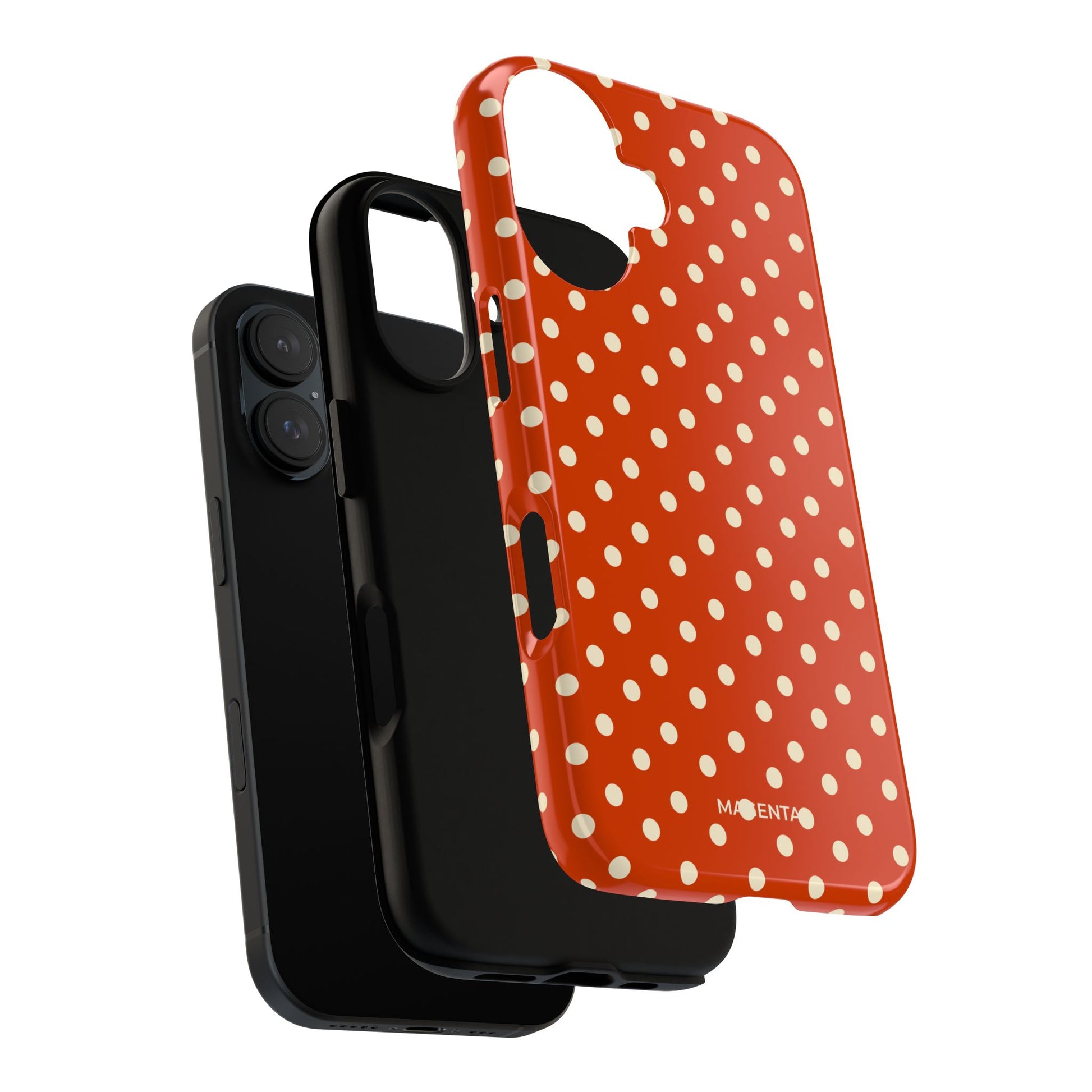 Cream On Dark Orange Red Polka Dot Tough Case