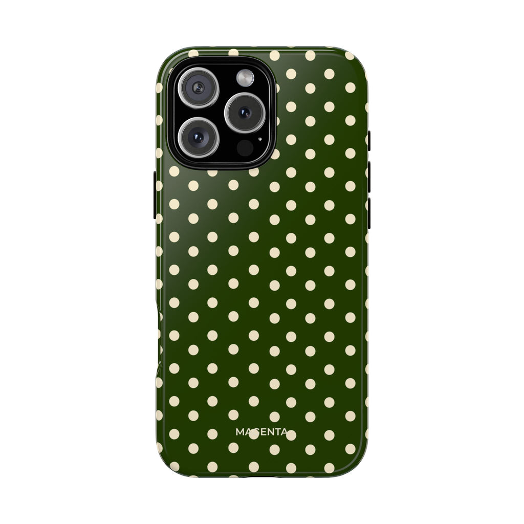 Cream On Dark Olive Polka Dot Tough Case
