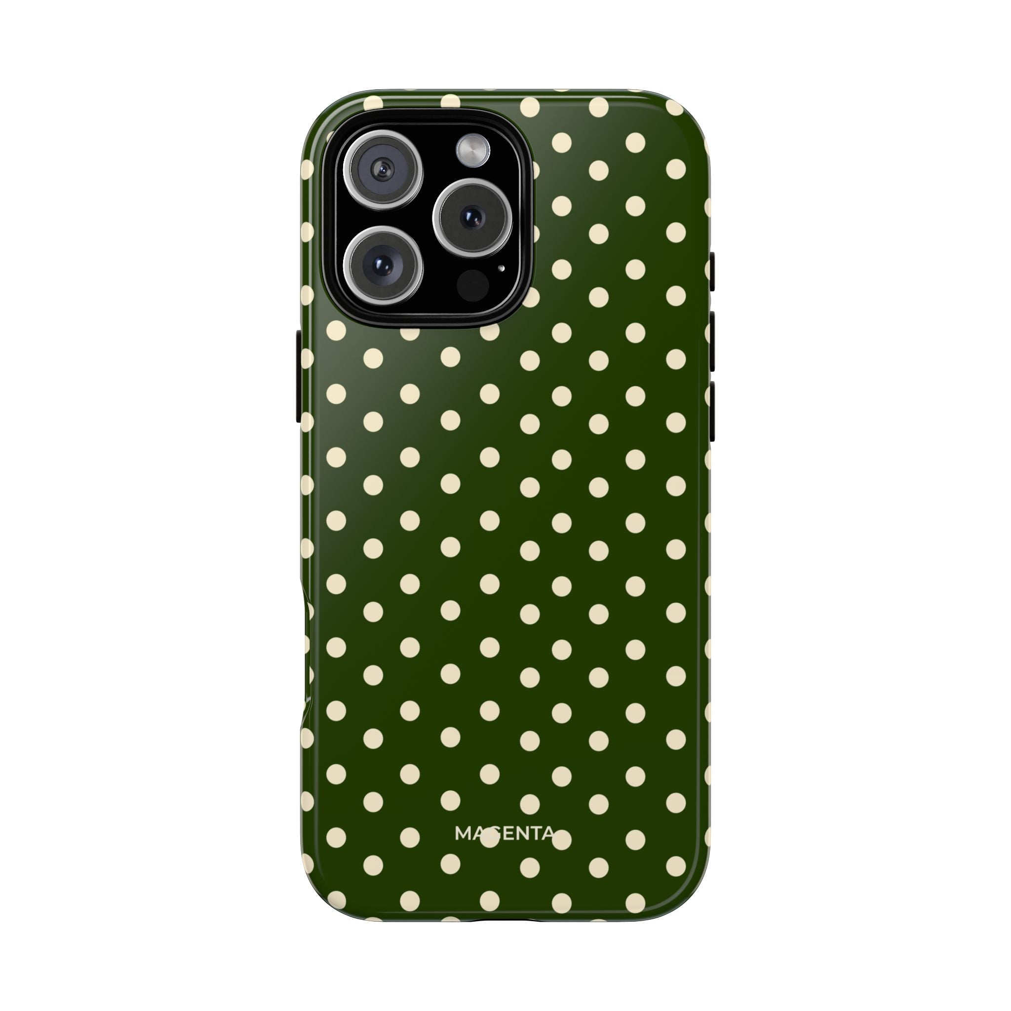 Cream On Dark Olive Polka Dot Tough Case