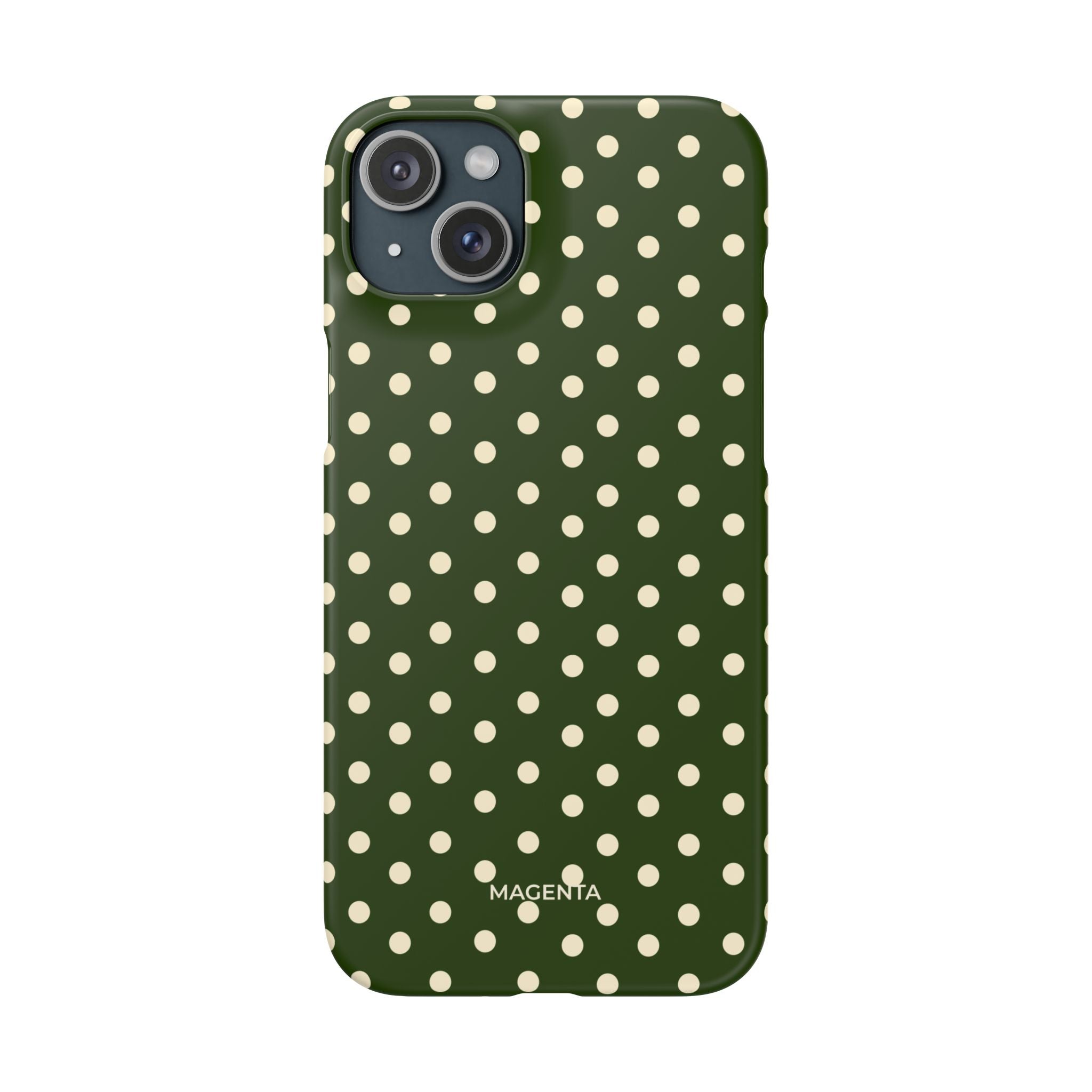 Cream on Dark Olive Polka Dot Snap Case