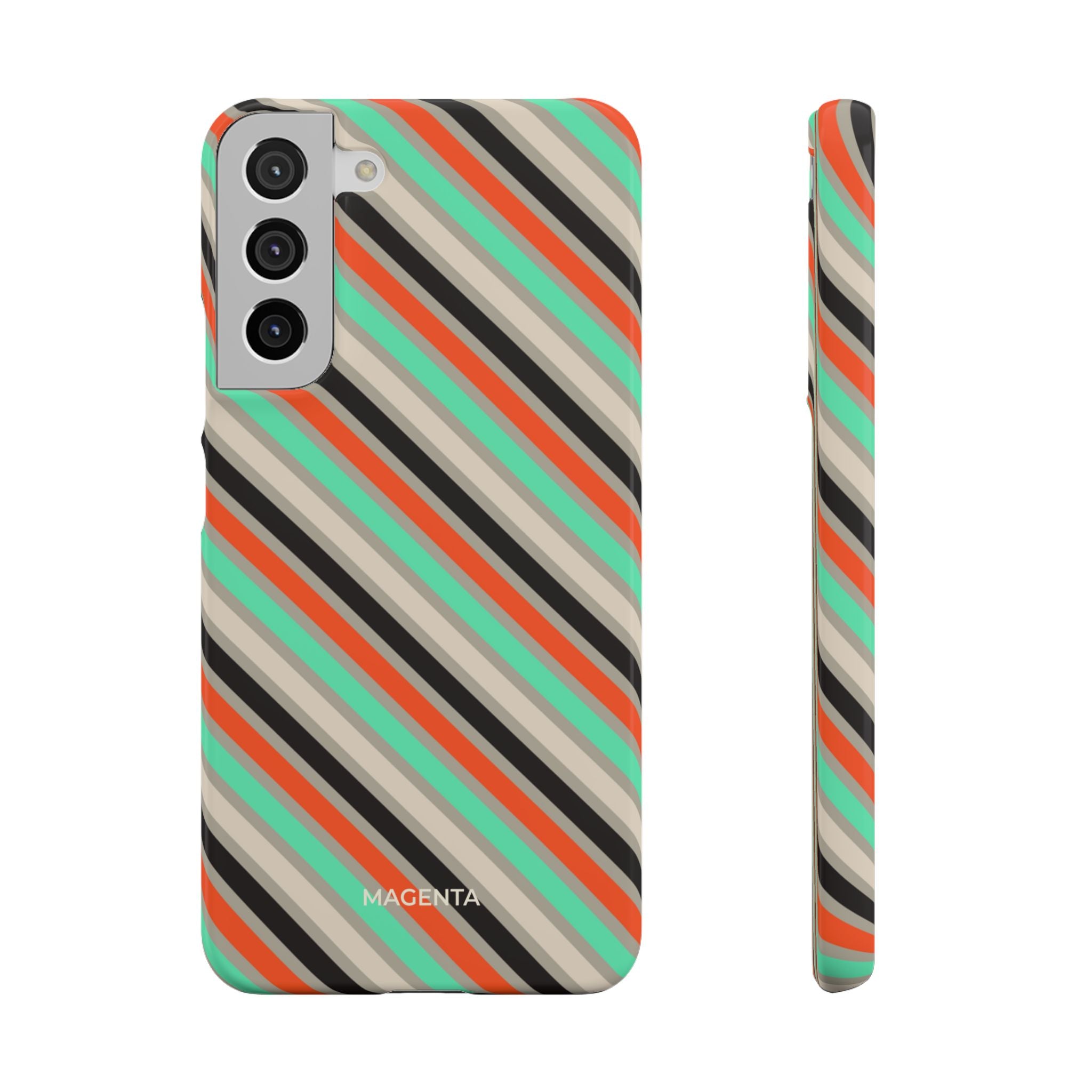 Mint Orange Stripes Snap Case