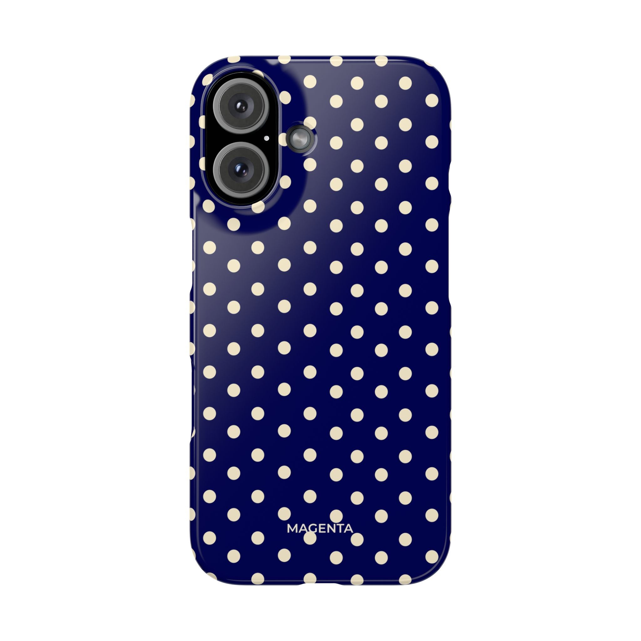 Cream on Navy Polka Dot Snap Case