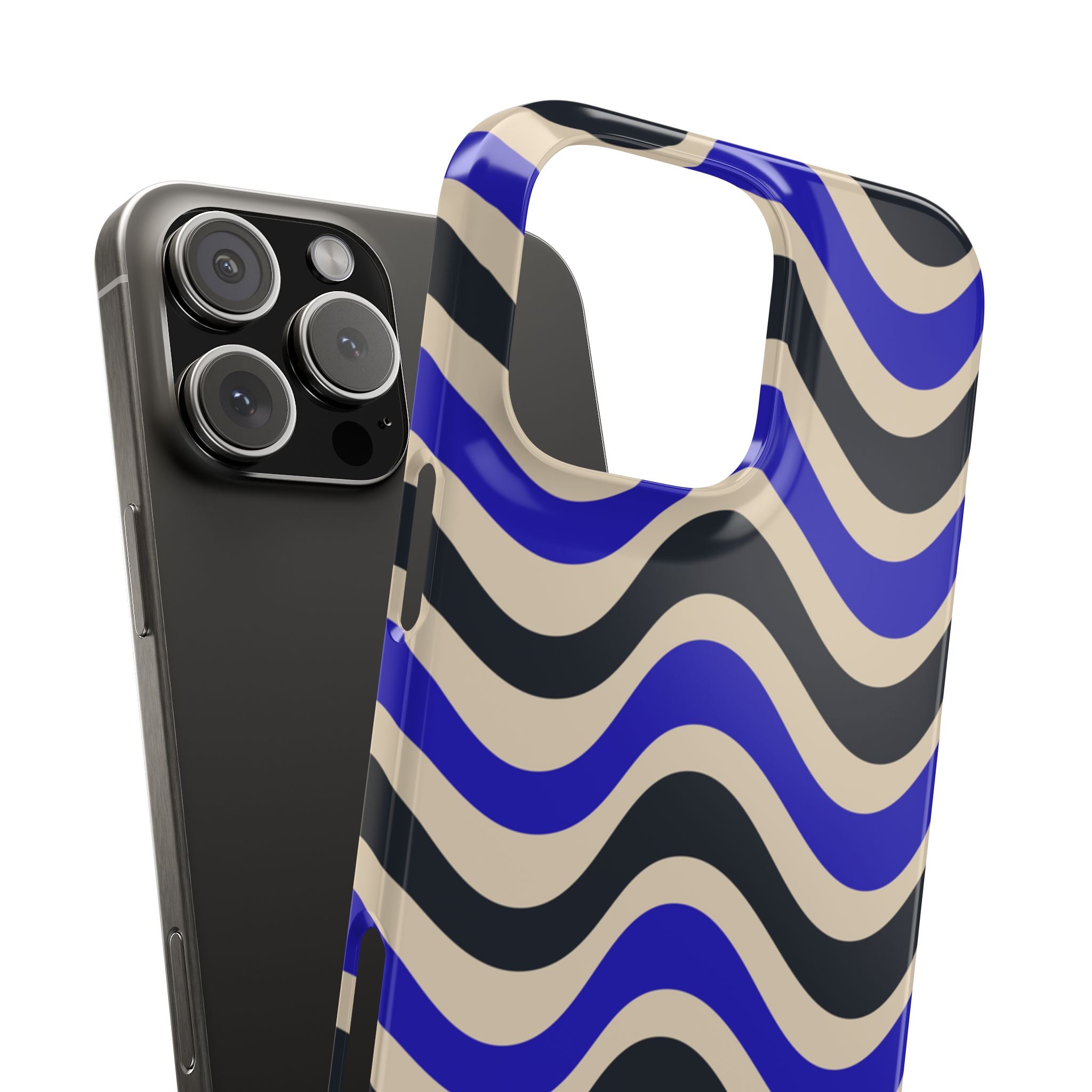 Black & Blue Waves Snap Case
