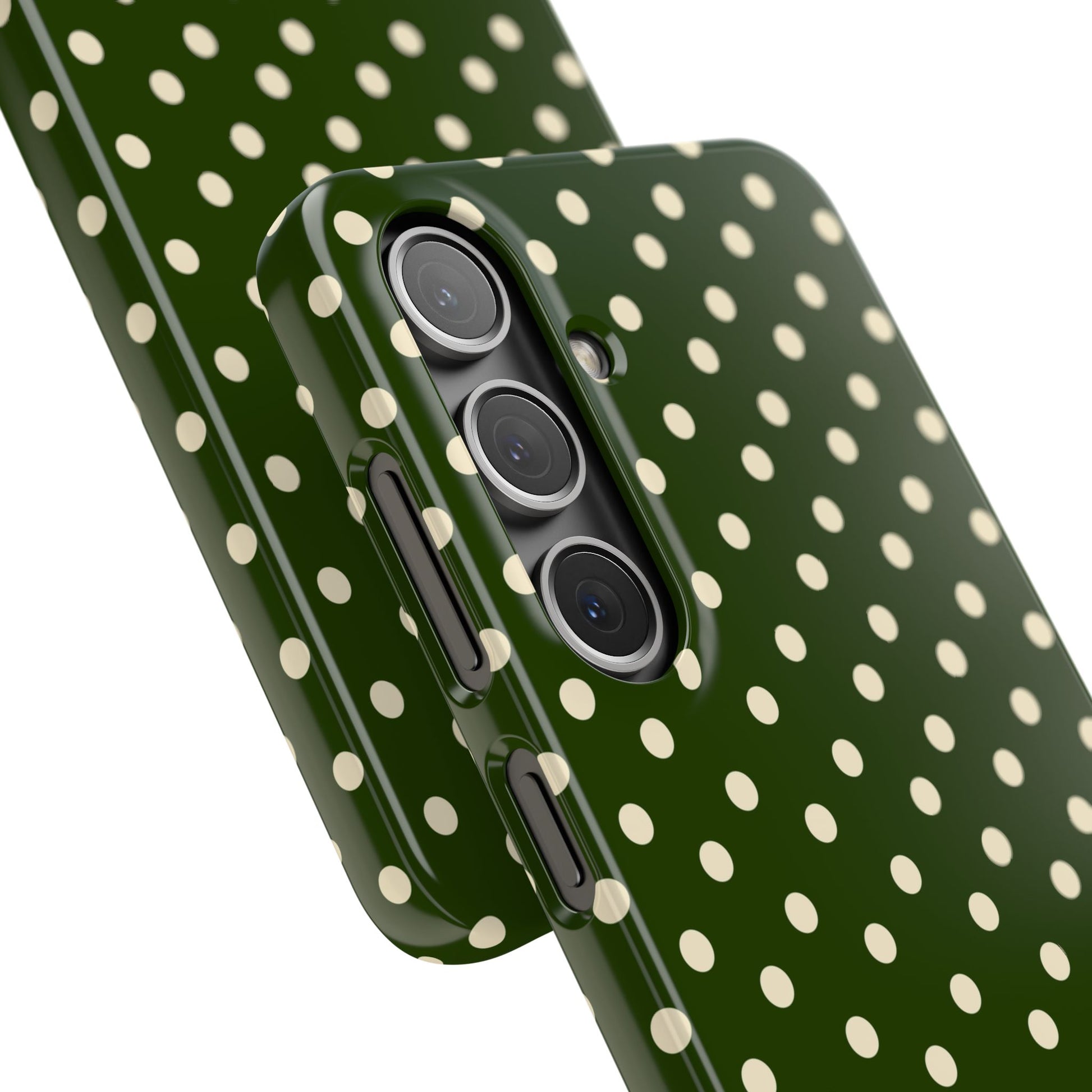 Cream On Dark Olive Polka Dot Snap Case
