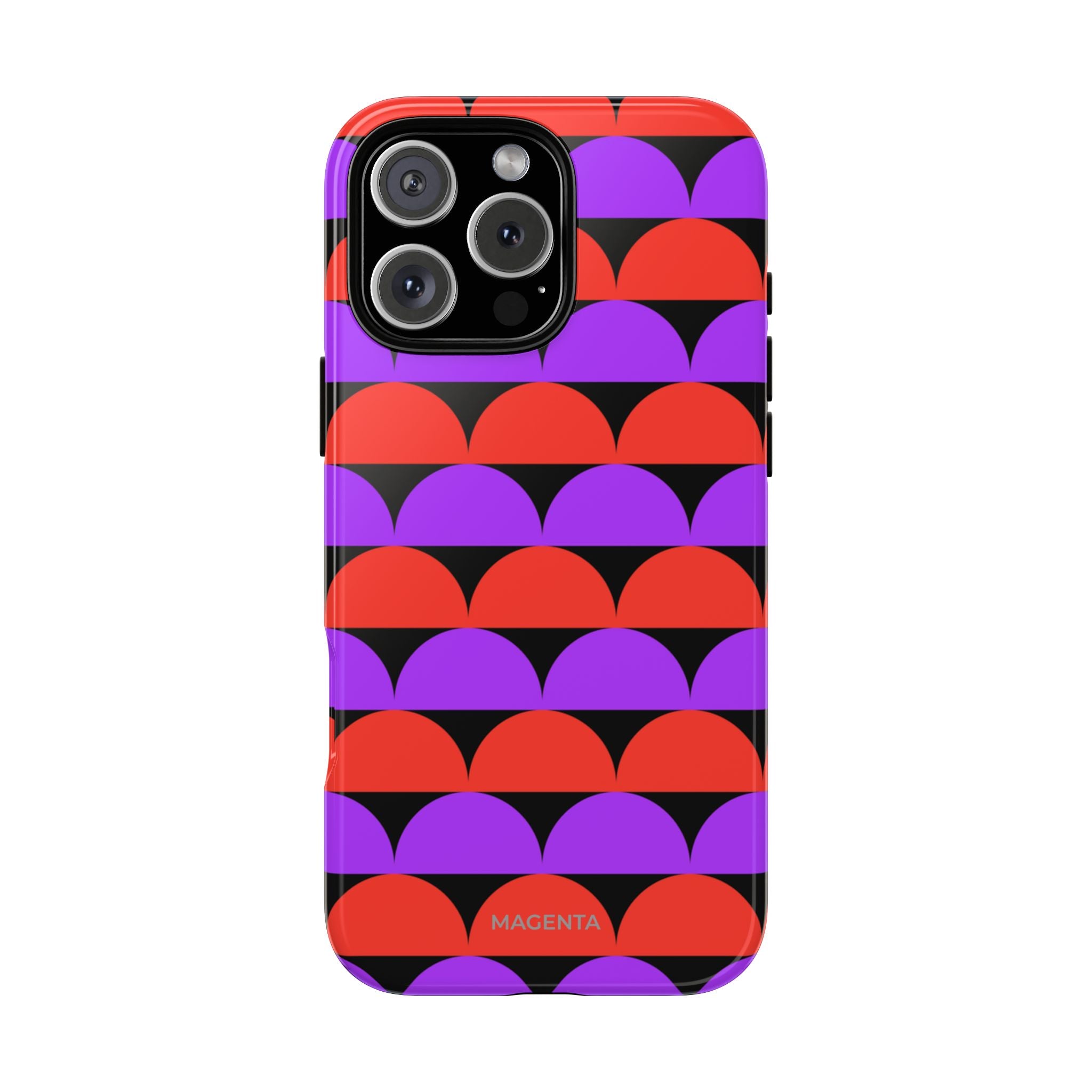 Half-Circles Purple-Red on Black Tough Case