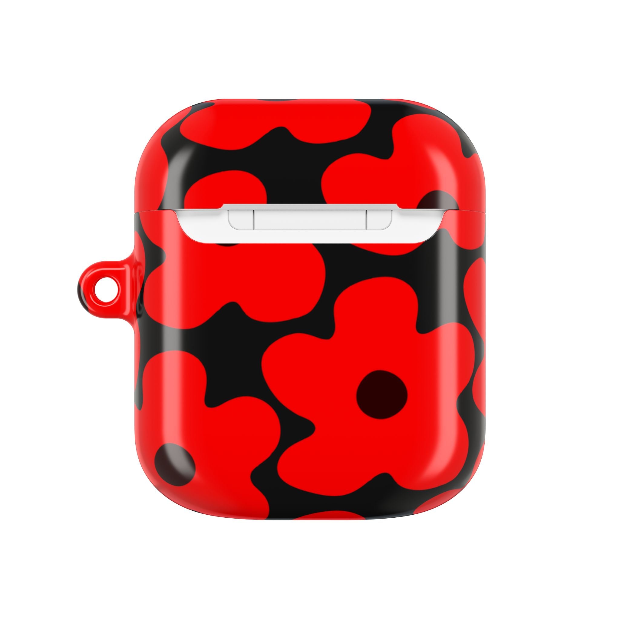 Red Floral AirPods Case - Red On Black