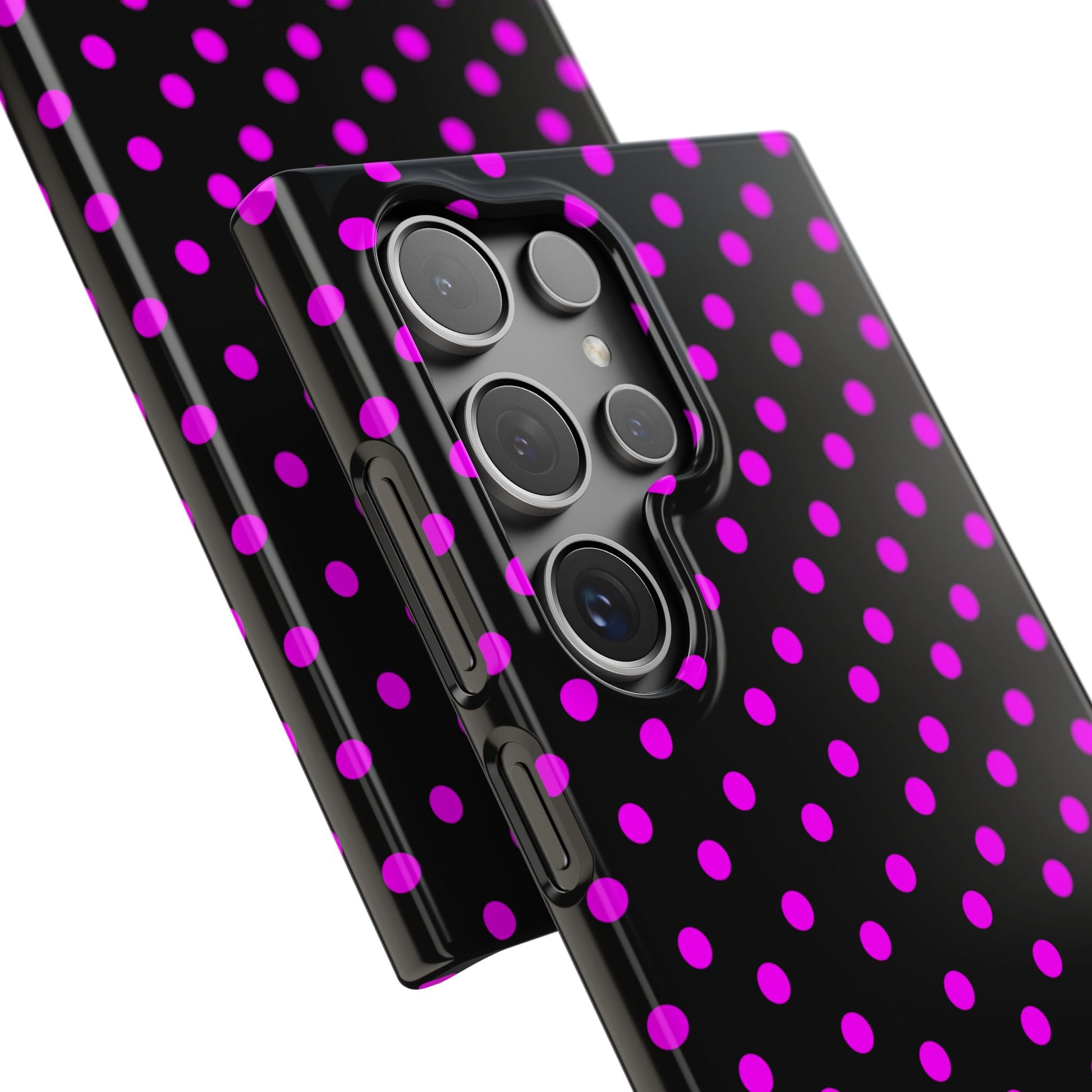Magenta On Black Polka Dot Snap Case