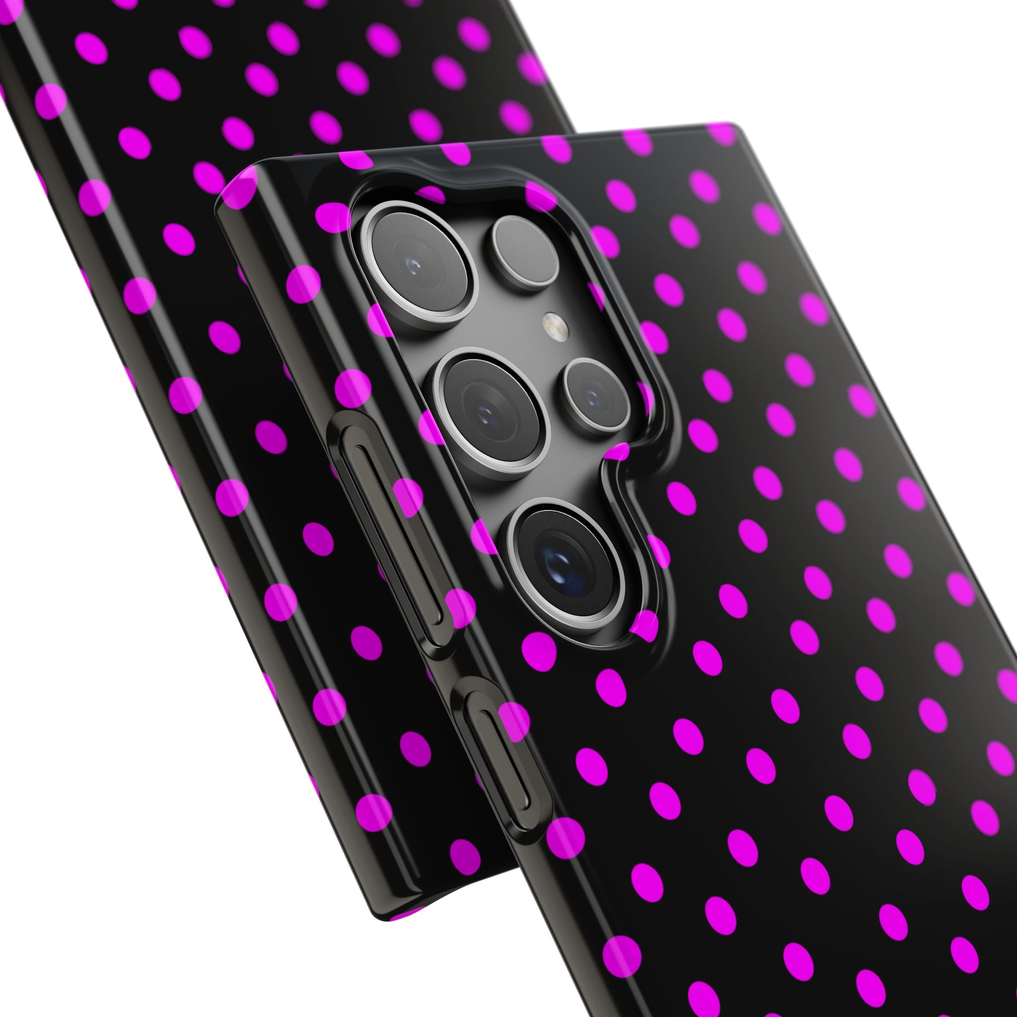 Magenta On Black Polka Dot Snap Case