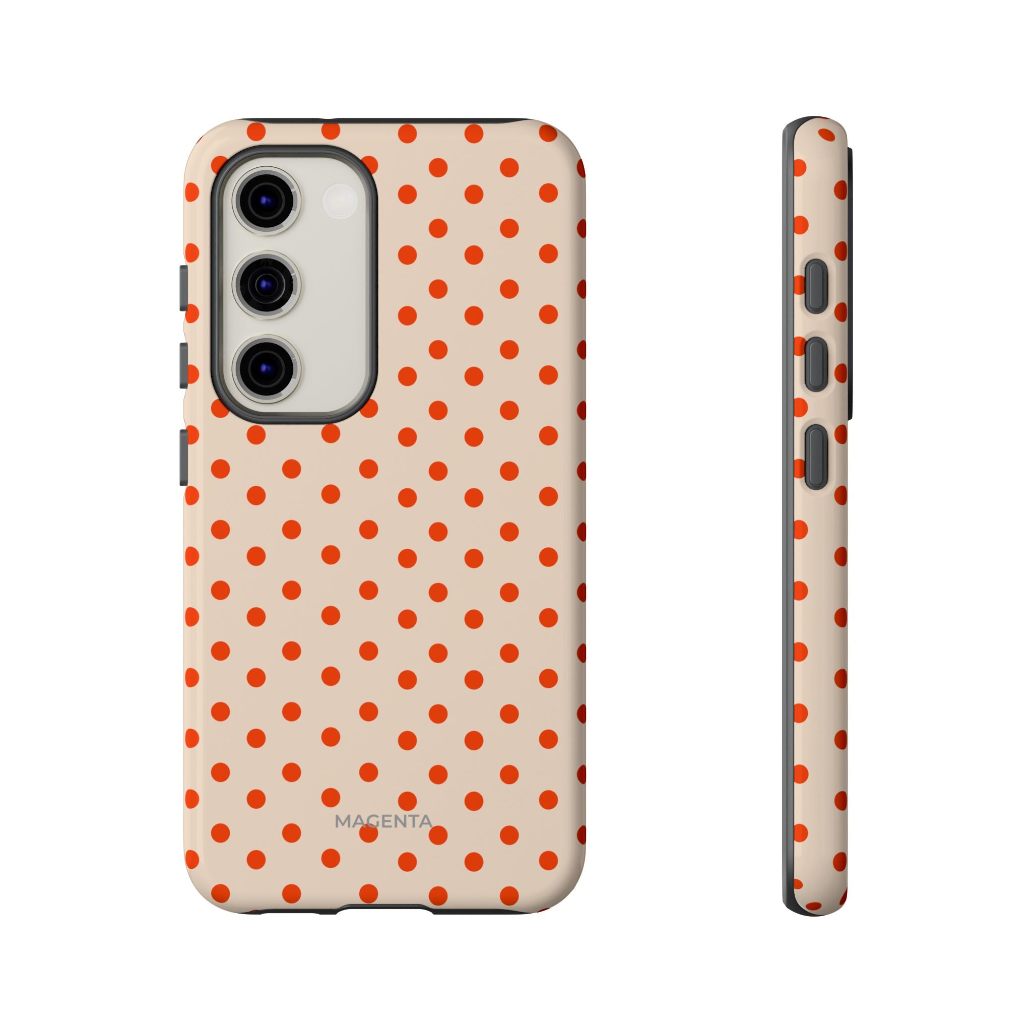 Orange Red On Cream Polka Dot Tough Case