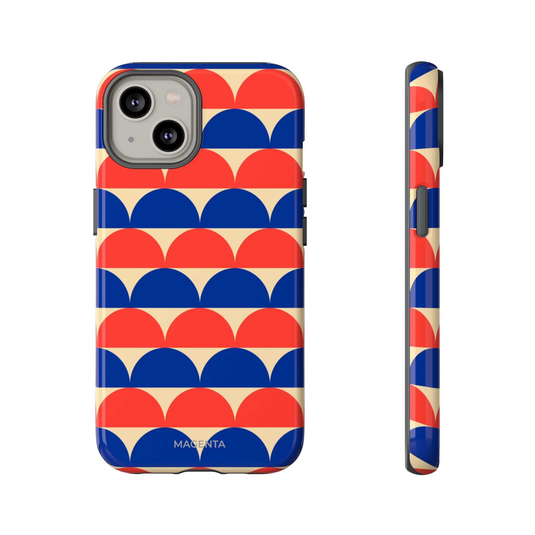 Half-Circles Blue-Red on Cream Tough Case