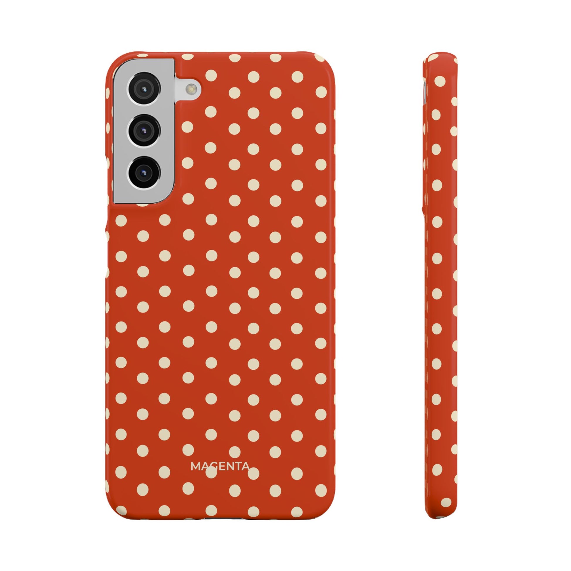Cream On Dark Orange Red Polka Dot Snap Case