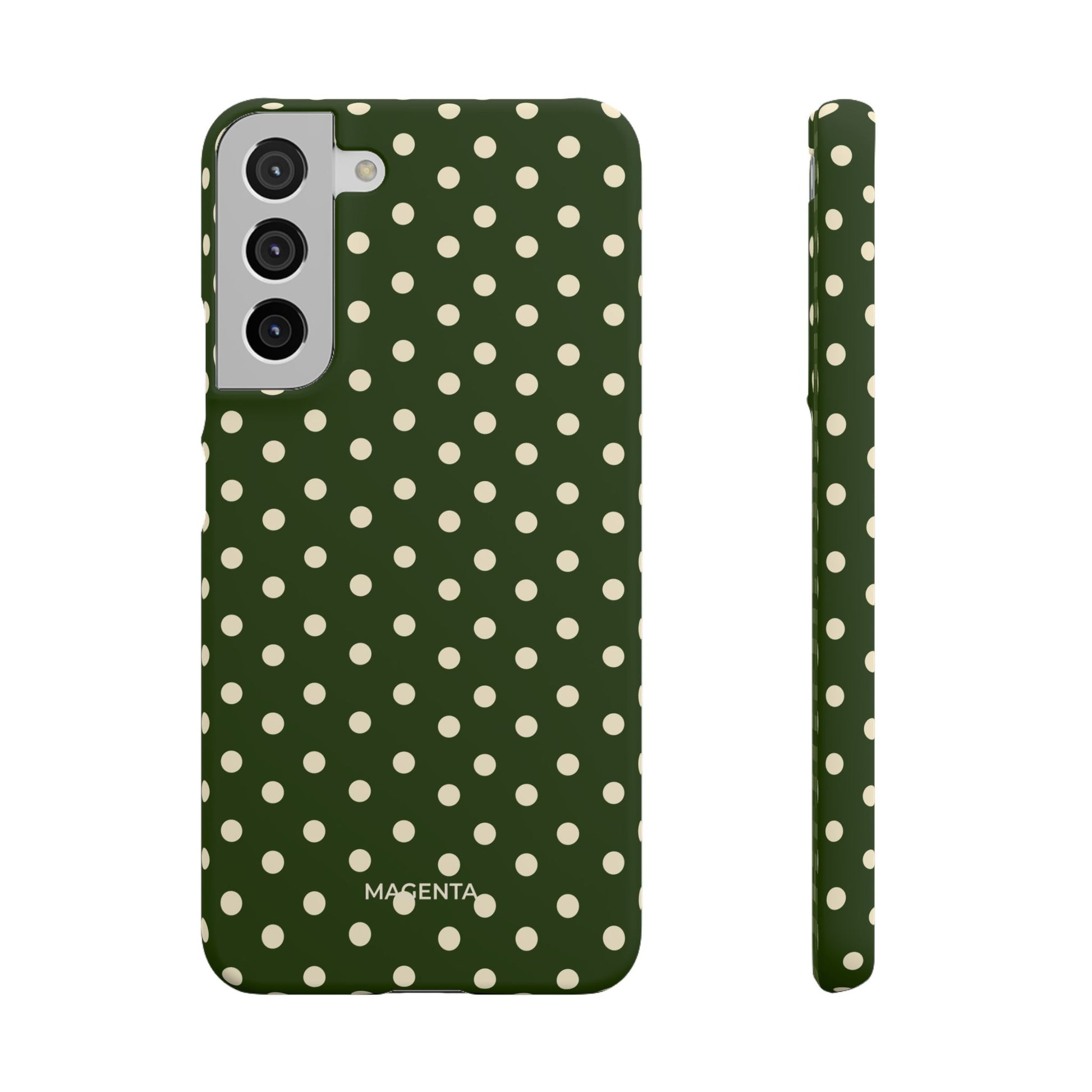 Cream On Dark Olive Polka Dot Snap Case