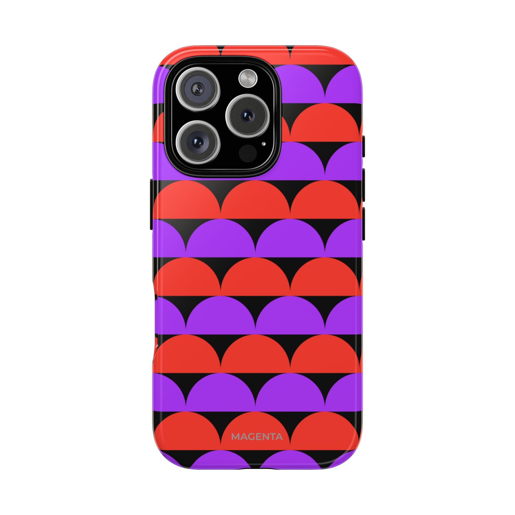 Half-Circles Purple-Red on Black Tough Case
