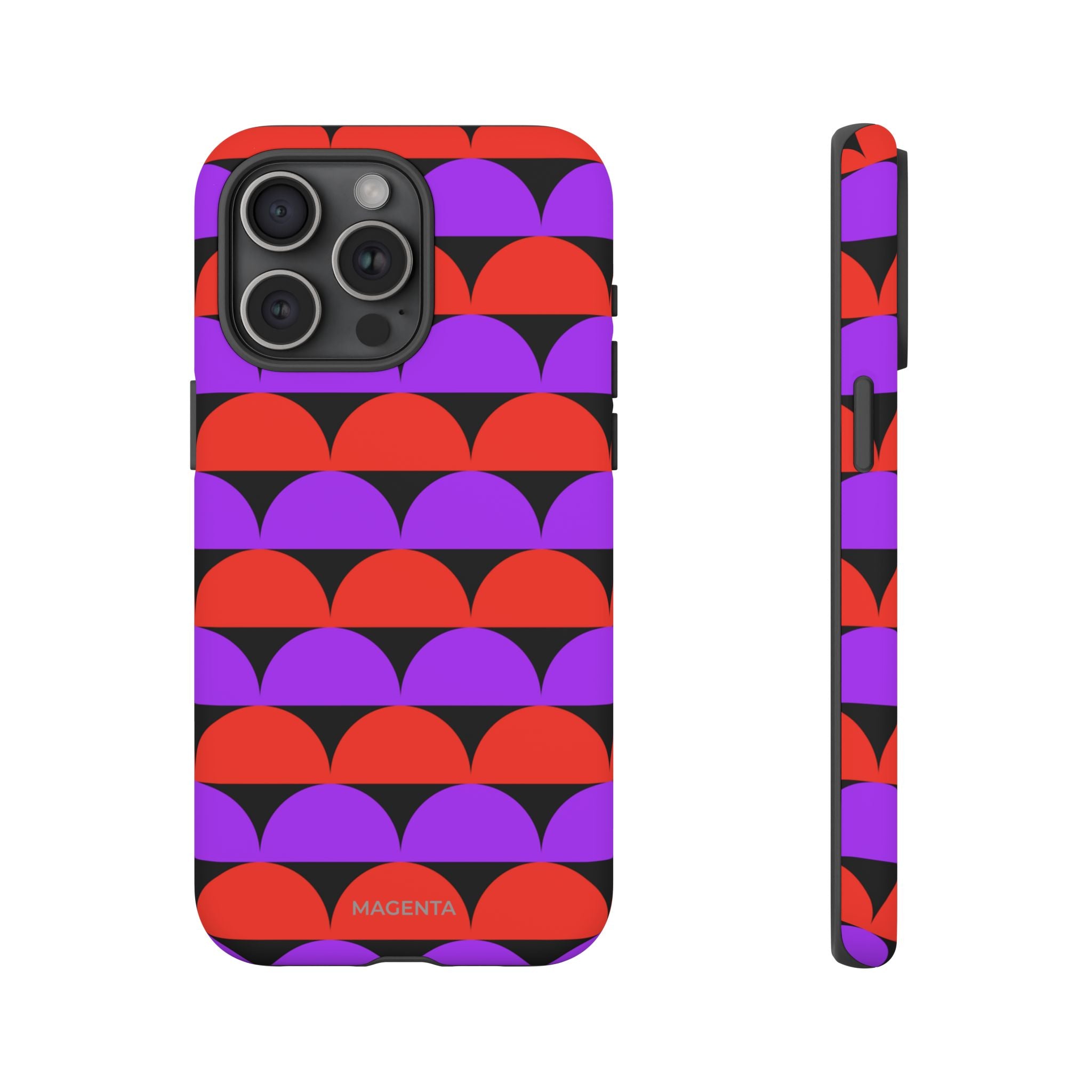Half-Circles Purple-Red on Black Tough Case